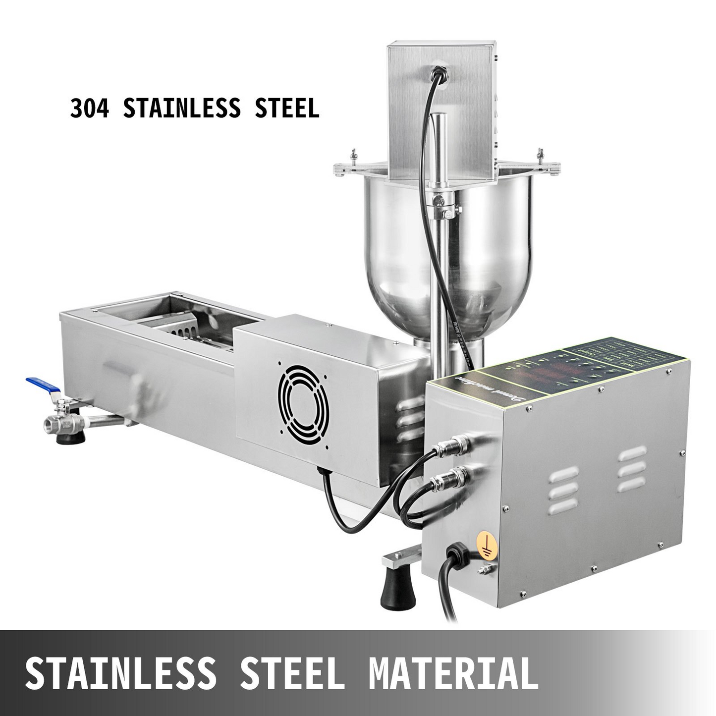 VEVOR 110V Commercial Automatic Donut Making Machine, Single Row Auto Doughnut Maker, 7L Hopper Donut Maker with 3 Sizes Molds, Doughnut Fryer, 304 Stainless Steel Auto Donut