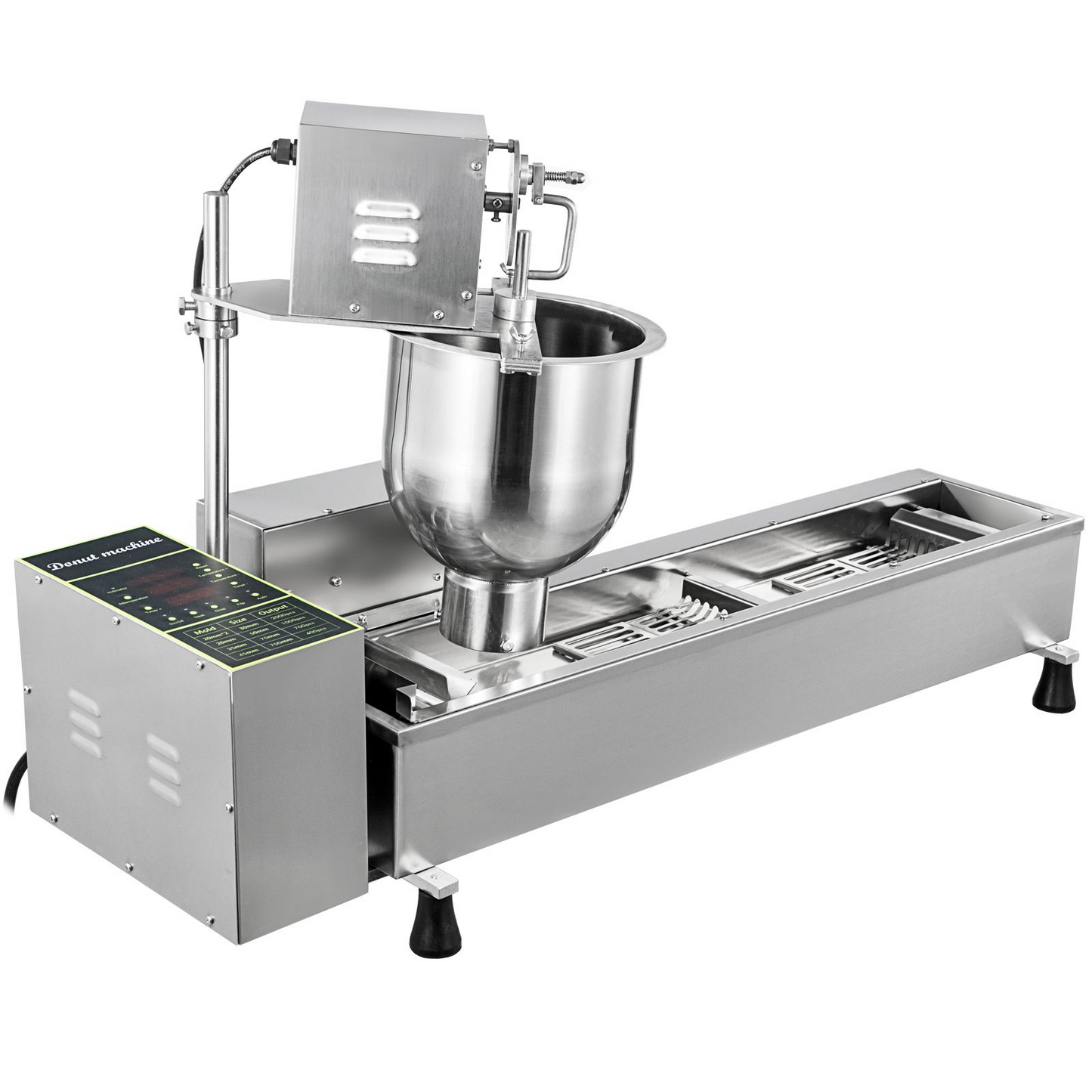 VEVOR 110V Commercial Automatic Donut Making Machine, Single Row Auto Doughnut Maker, 7L Hopper Donut Maker with 3 Sizes Molds, Doughnut Fryer, 304 Stainless Steel Auto Donut