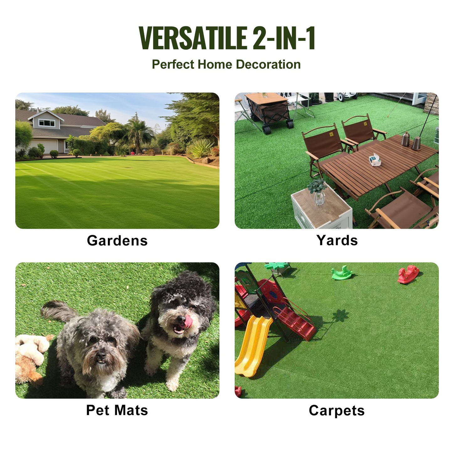 VEVOR Artifical Grass, 4 x 6 ft Rug Green Turf, 1.38"Fake Door Mat Outdoor Patio Lawn Decoration, Easy to Clean with Drainage Holes, Perfect For Multi-Purpose Home Indoor Entryway Scraper Dog Mats