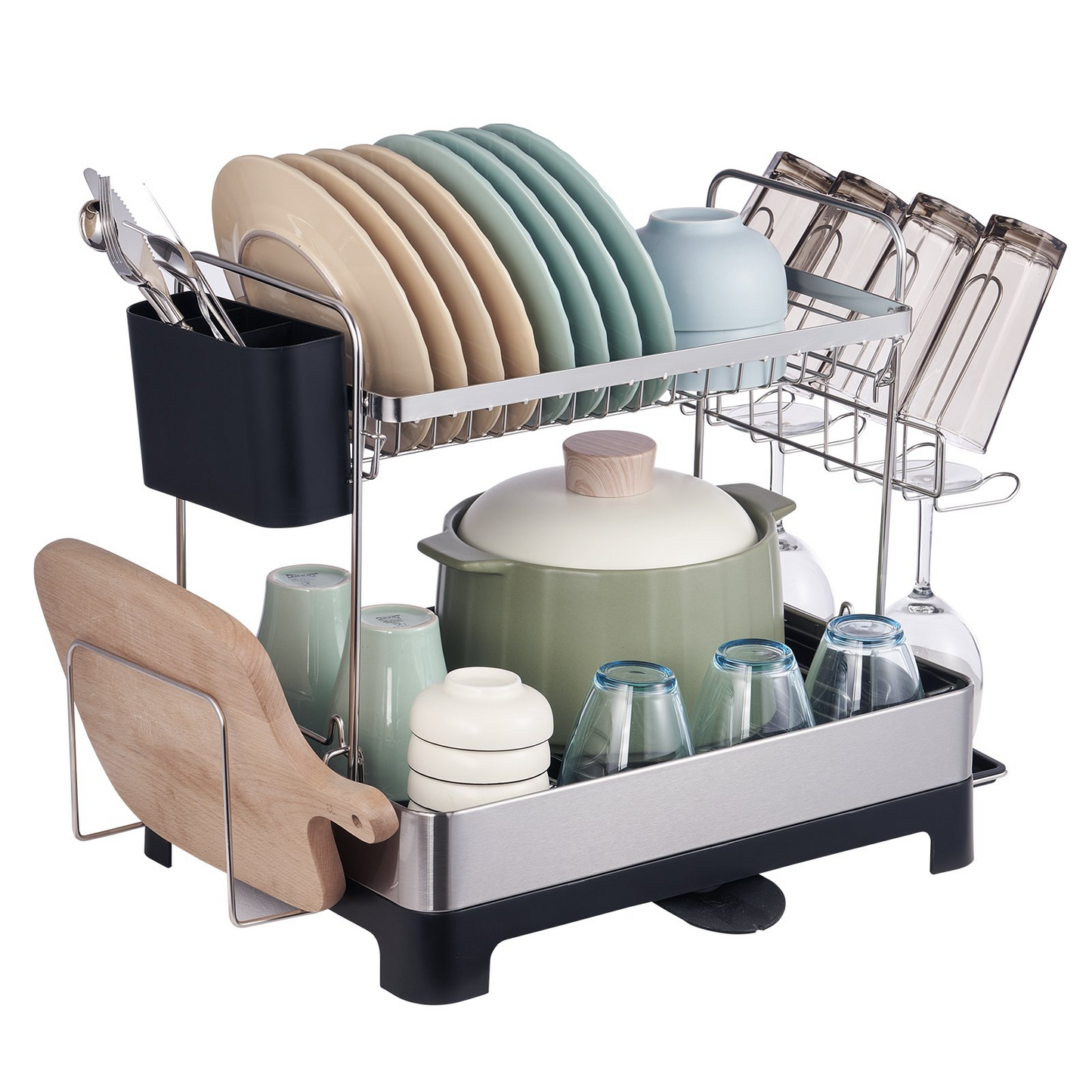 VEVOR 2Tier Dish Drying Rack Dish Drainer Stainless Steel Kitchen Utensil Holder