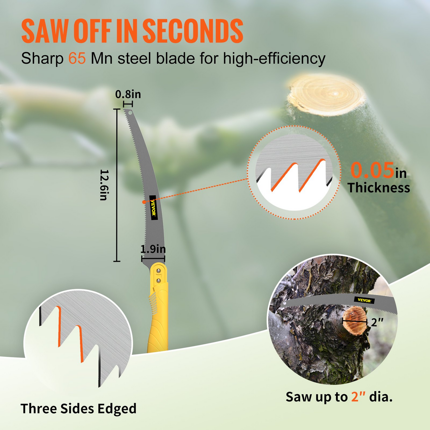 VEVOR Tree Pruner Pole Saw 10 ft Extendable Aluminum Pole Sharp Steel Blade