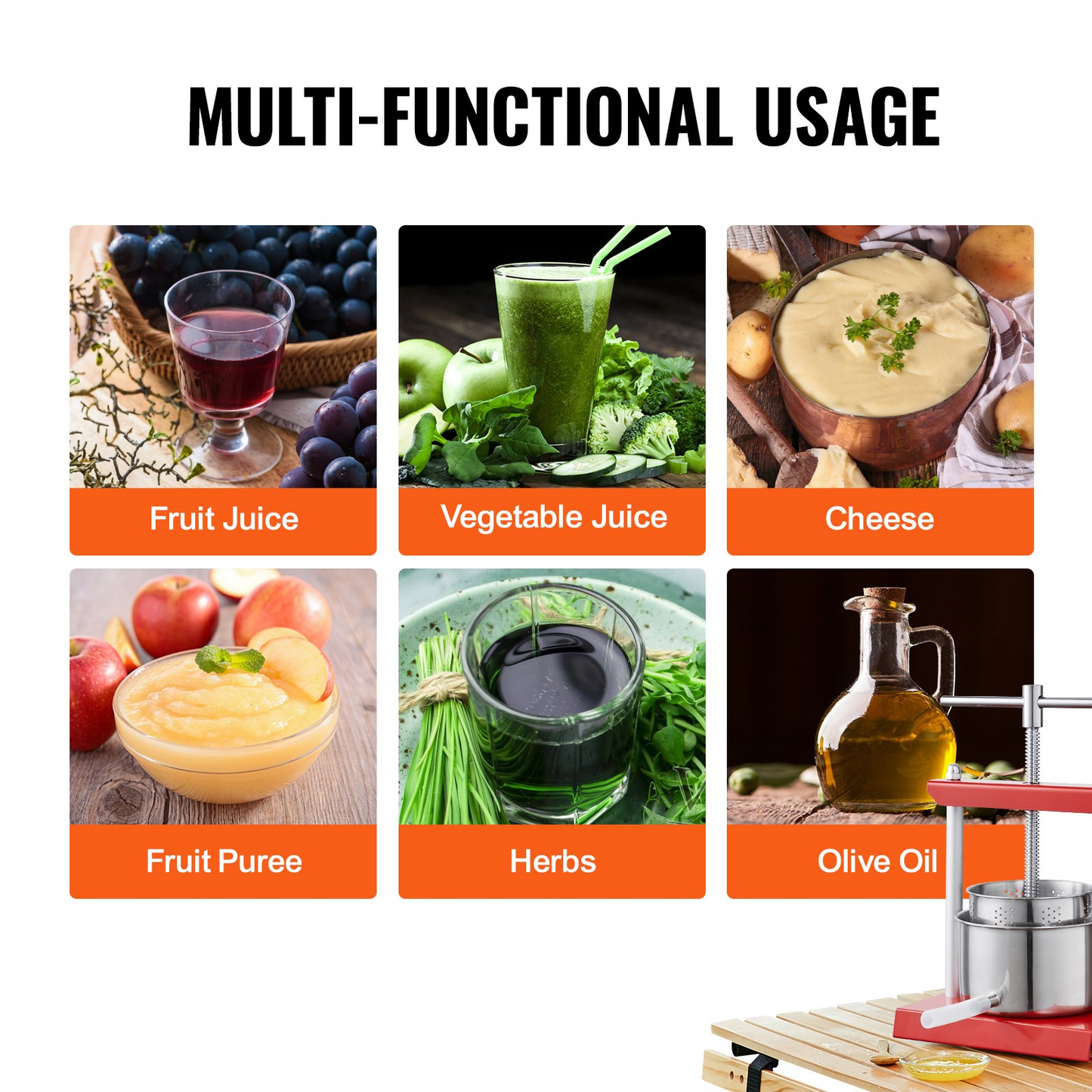 VEVOR Fruit Wine Press, 1.6 Gallon/6L, 2 Stainless Steel Barrels, Manual Juice Maker, Cider Apple Grape Tincture Vegetables Honey Olive Oil Making Press with T-Handle for Outdoor, Kitchen, and Home