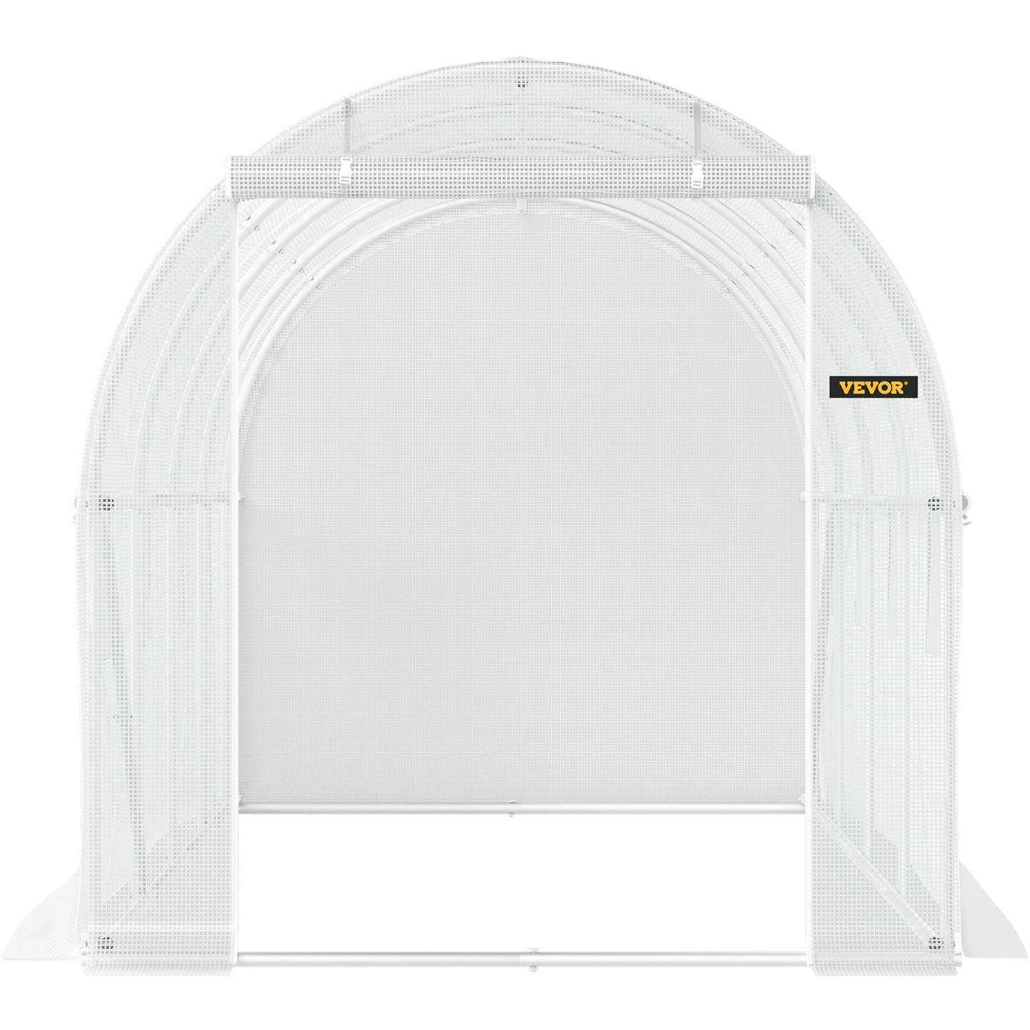 VEVOR Walk-in Tunnel Greenhouse, 15 x 6.5 x 7 ft Portable Plant Hot House w/ Galvanized Steel Hoops, 1 Top Beam, Diagonal Poles, Zippered Door & 8 Roll-up Windows, White