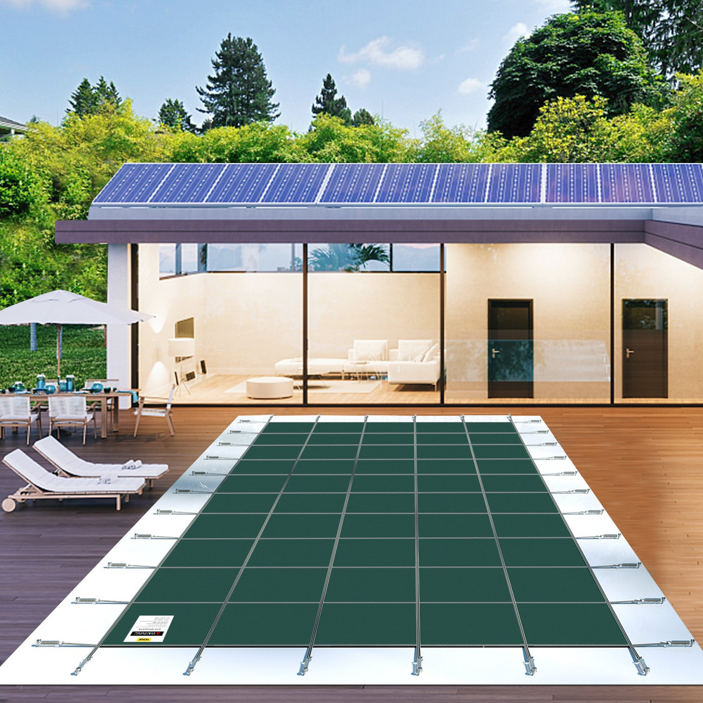 VEVOR Pool Safety Cover, Inground Pool Cover Fit for PP Material, Rectangle Inground Safety Pool Cover Green, Mesh Solid Pool Safety Cover for Swimming Pool Winter Safety Cover (16x36 ft)
