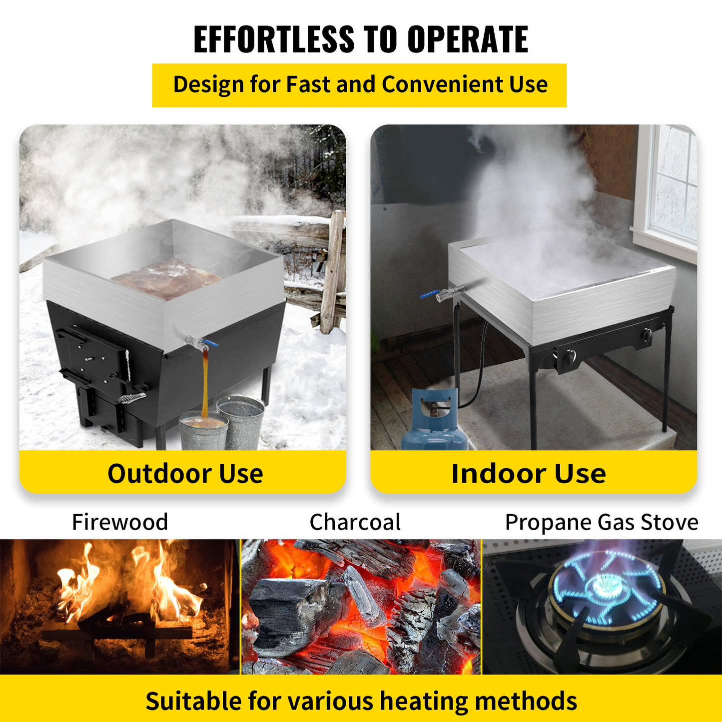 VEVOR Maple Syrup Evaporator Pan 24x24x7 Inch Stainless Steel Maple Syrup Boiling Pan for Boiling Maple Syrup