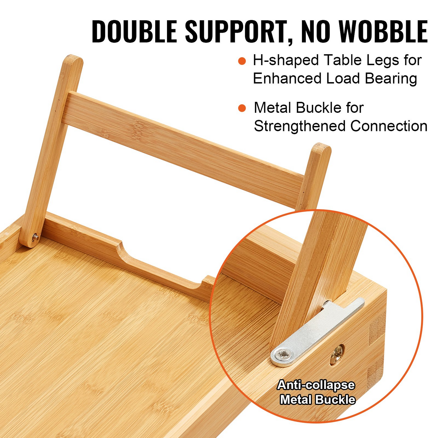 VEVOR Bed Tray Table with Foldable Legs, Bamboo Breakfast Tray for Sofa, Bed, Eating, Snacking, and Working, Folding Serving Laptop Desk Tray, Portable Food Snack Platter for Picnic, 15.7" x 11"
