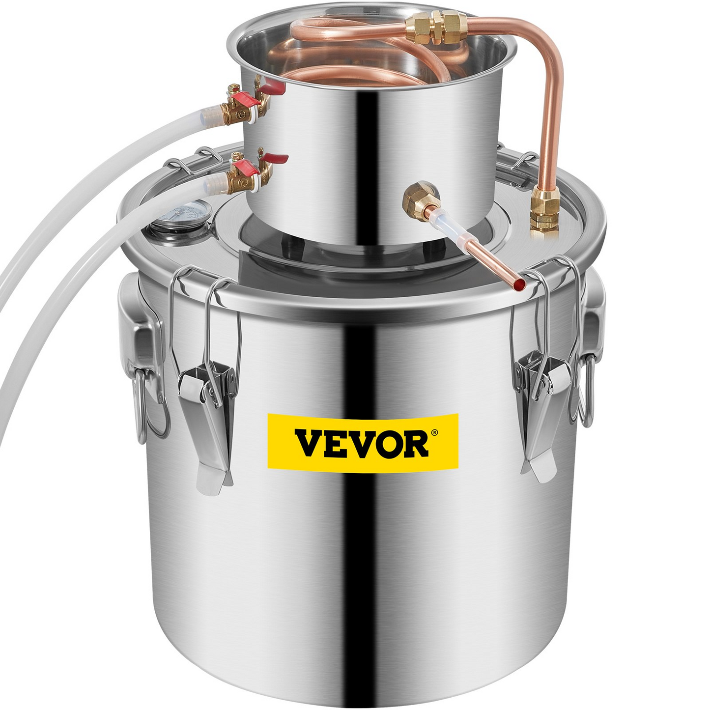 VEVOR Moonshine Still 9.6Gal 38L, Distillery Kit with Circulating Pump, Alcohol Still Copper Tube, Whiskey Distilling Kit w/Build-In Thermometer, Whiskey Making Kit for DIY Alcohol, Stainless Steel