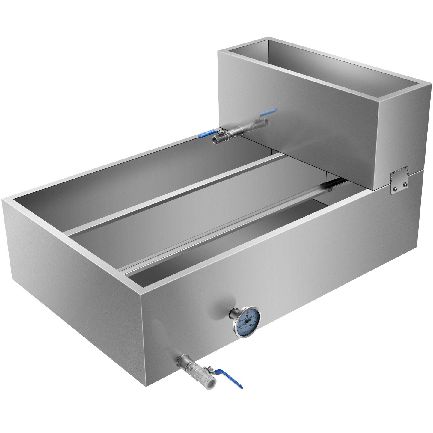 VEVOR Maple Syrup Evaporator Pan 36x24x18.5 Inch Stainless Steel Maple Syrup Boiling Pan with Valve and Thermometer and Divided Pan and Feed Pan
