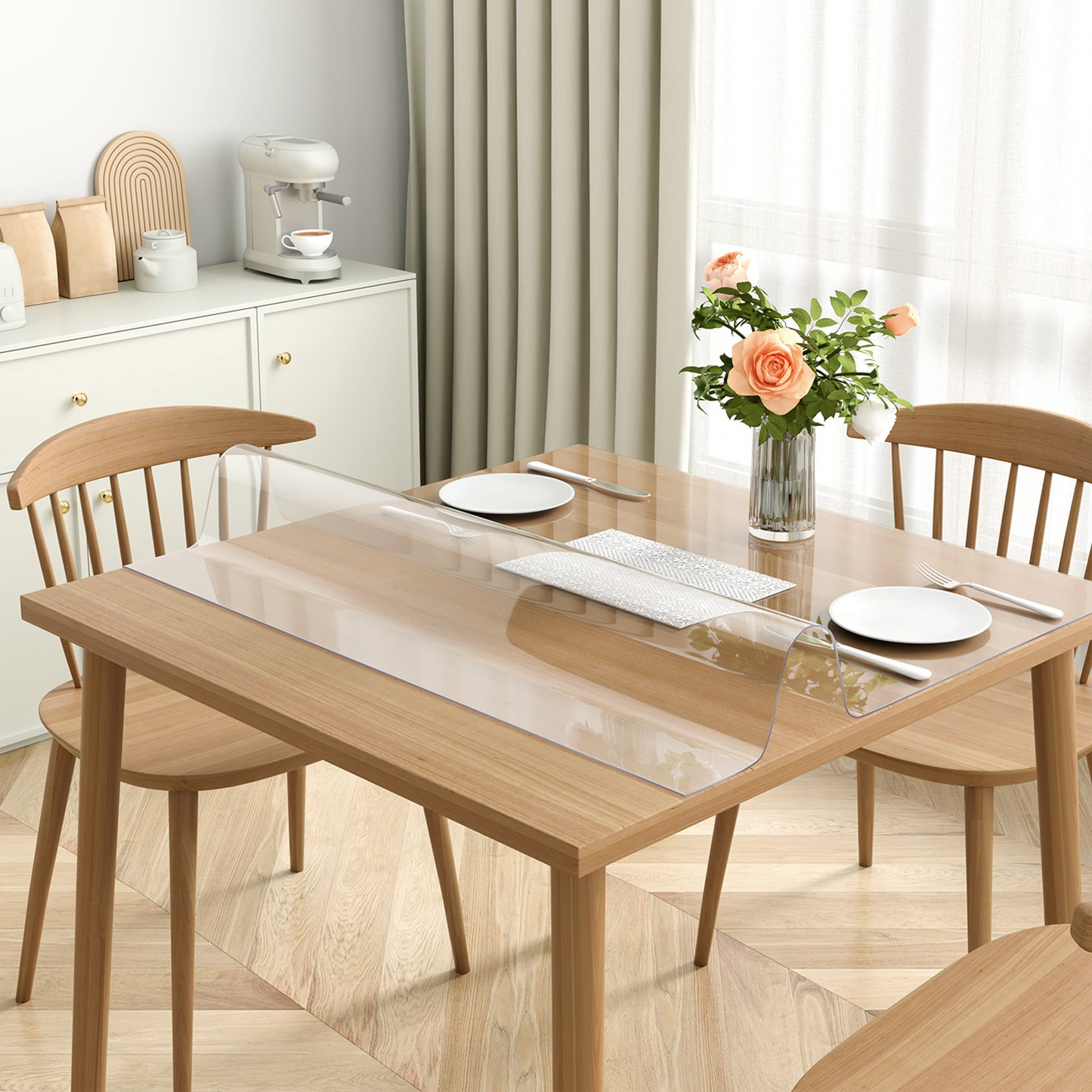 VEVOR Clear Table Cover Protector, 36"x36"/916 x 916 mm Table Cover, 1.5 mm Thick PVC Plastic Tablecloth, Waterproof Desktop Protector for Writing Desk, Coffee Table, Dining Room Table