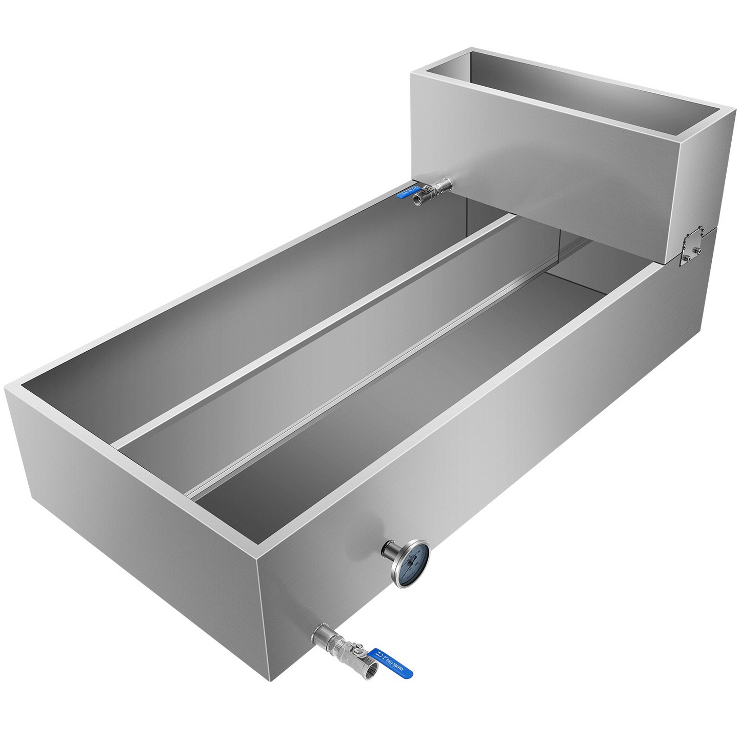 VEVOR Maple Syrup Evaporator Pan 48x24x19 Inch Stainless Steel Maple Syrup Boiling Pan with Valve and Thermometer and Divided Pan and Feed Pan