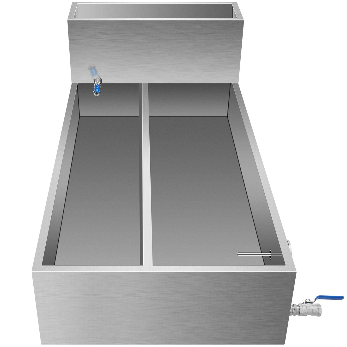 VEVOR Maple Syrup Evaporator Pan 48x24x19 Inch Stainless Steel Maple Syrup Boiling Pan with Valve and Thermometer and Divided Pan and Feed Pan