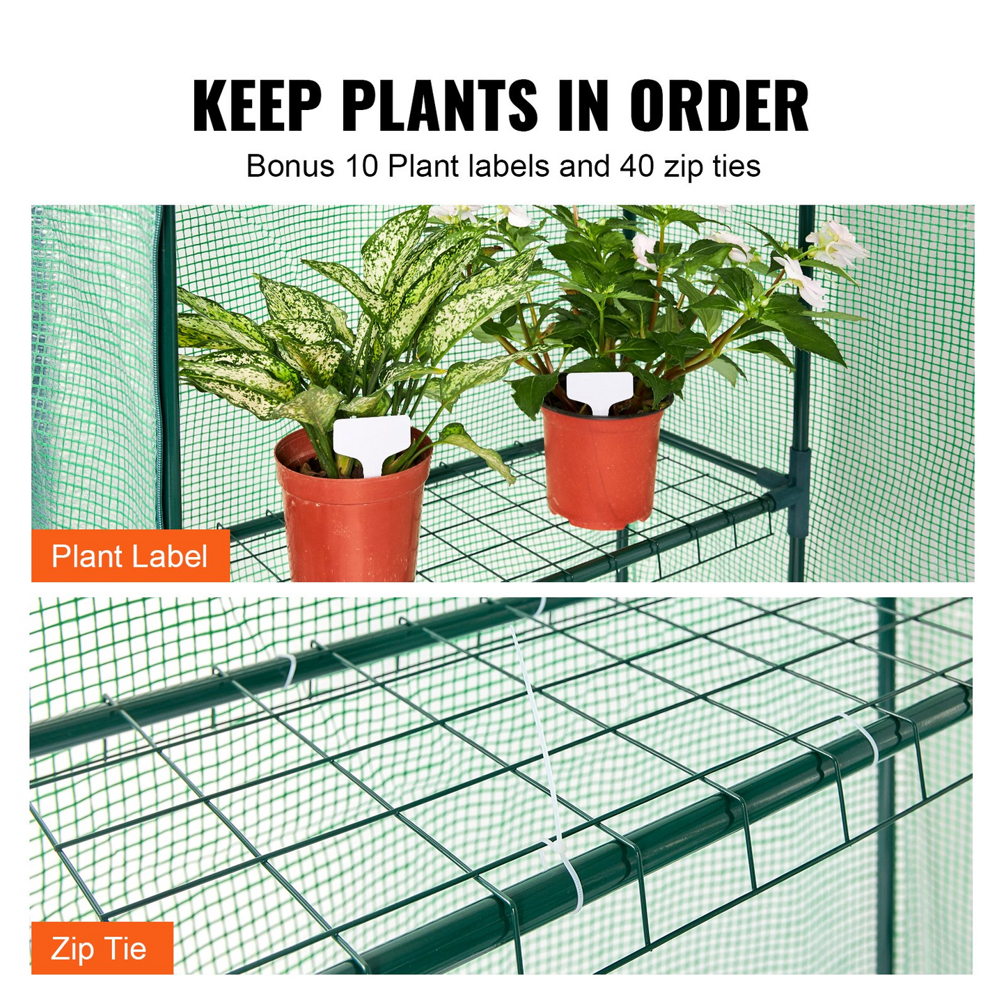 VEVOR Walk-in Green House, 4.6 x 2.4 x 6.7 ft, Greenhouse with Shelves, High Strength PE Cover with Doors, Windows and Steel Frame, Set Up in Minutes, for Planting and Storage