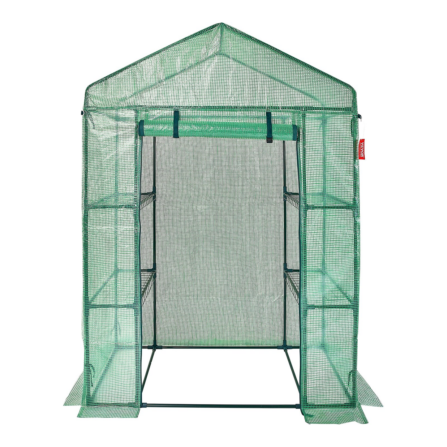 VEVOR Walk-in Green House, 4.6 x 2.4 x 6.7 ft, Greenhouse with Shelves, High Strength PE Cover with Doors, Windows and Steel Frame, Set Up in Minutes, for Planting and Storage