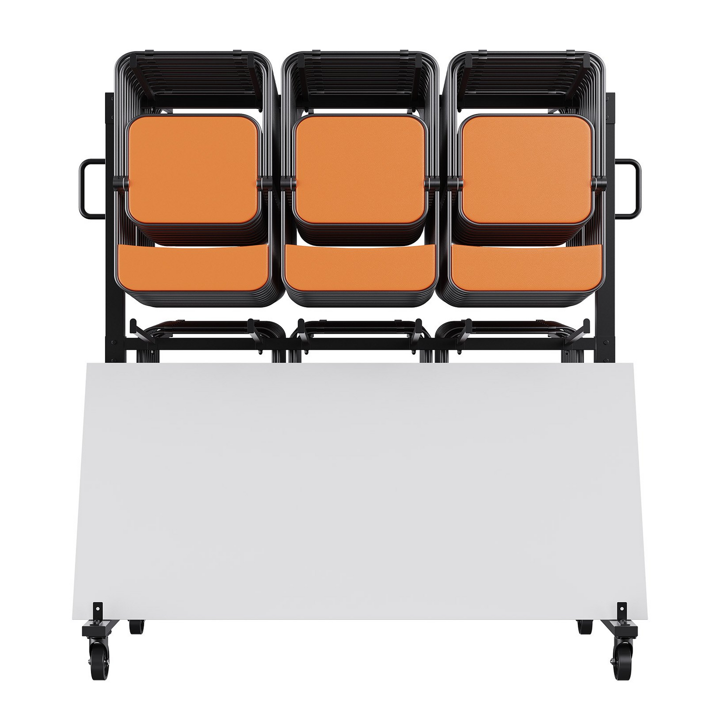 VEVOR Folding Chair Cart, Double Layer Mobile Stackable Chair Dolly, Storage Rack Trolley with 530 Lbs Capacity to Store 84 Chairs, Heavy Duty Iron Chairs Holder with 4 Casters, 2 Elastic Cords, Cover