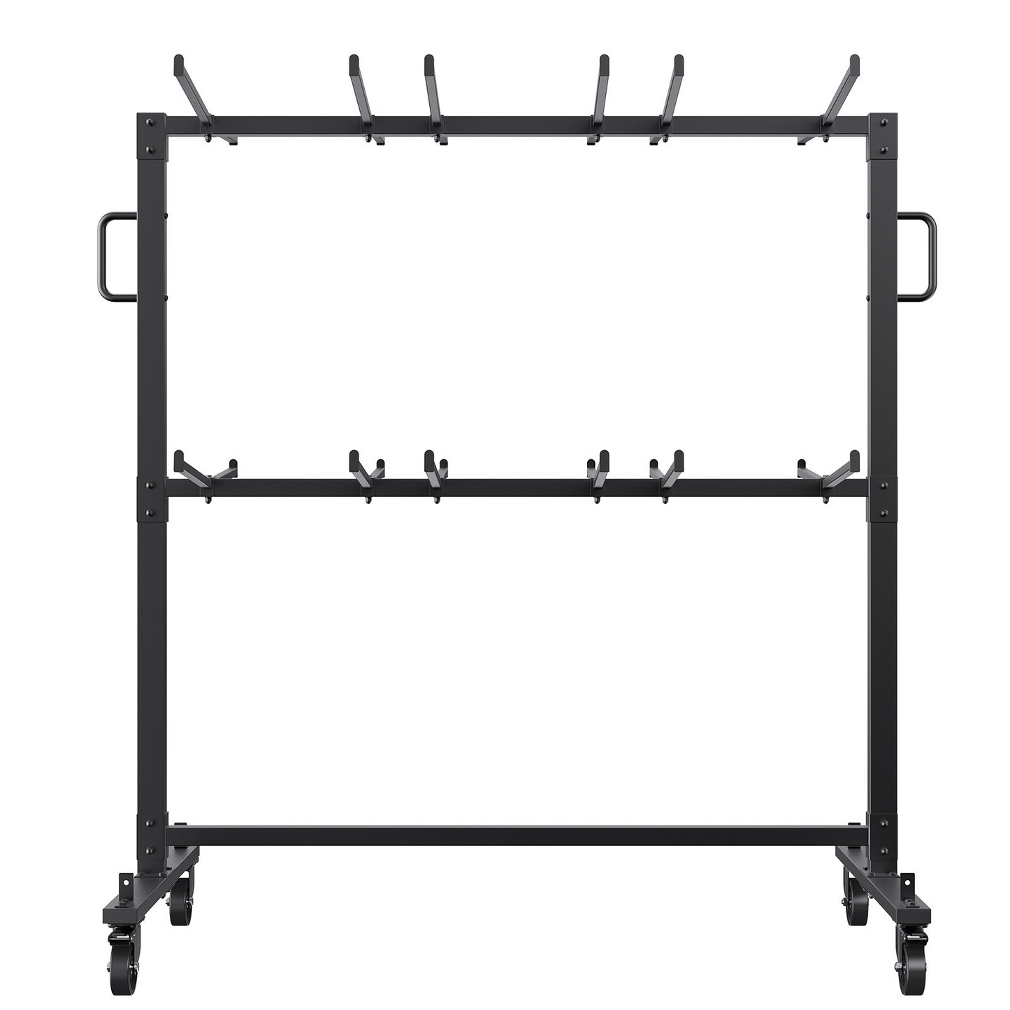 VEVOR Folding Chair Cart, Double Layer Mobile Stackable Chair Dolly, Storage Rack Trolley with 530 Lbs Capacity to Store 84 Chairs, Heavy Duty Iron Chairs Holder with 4 Casters, 2 Elastic Cords, Cover