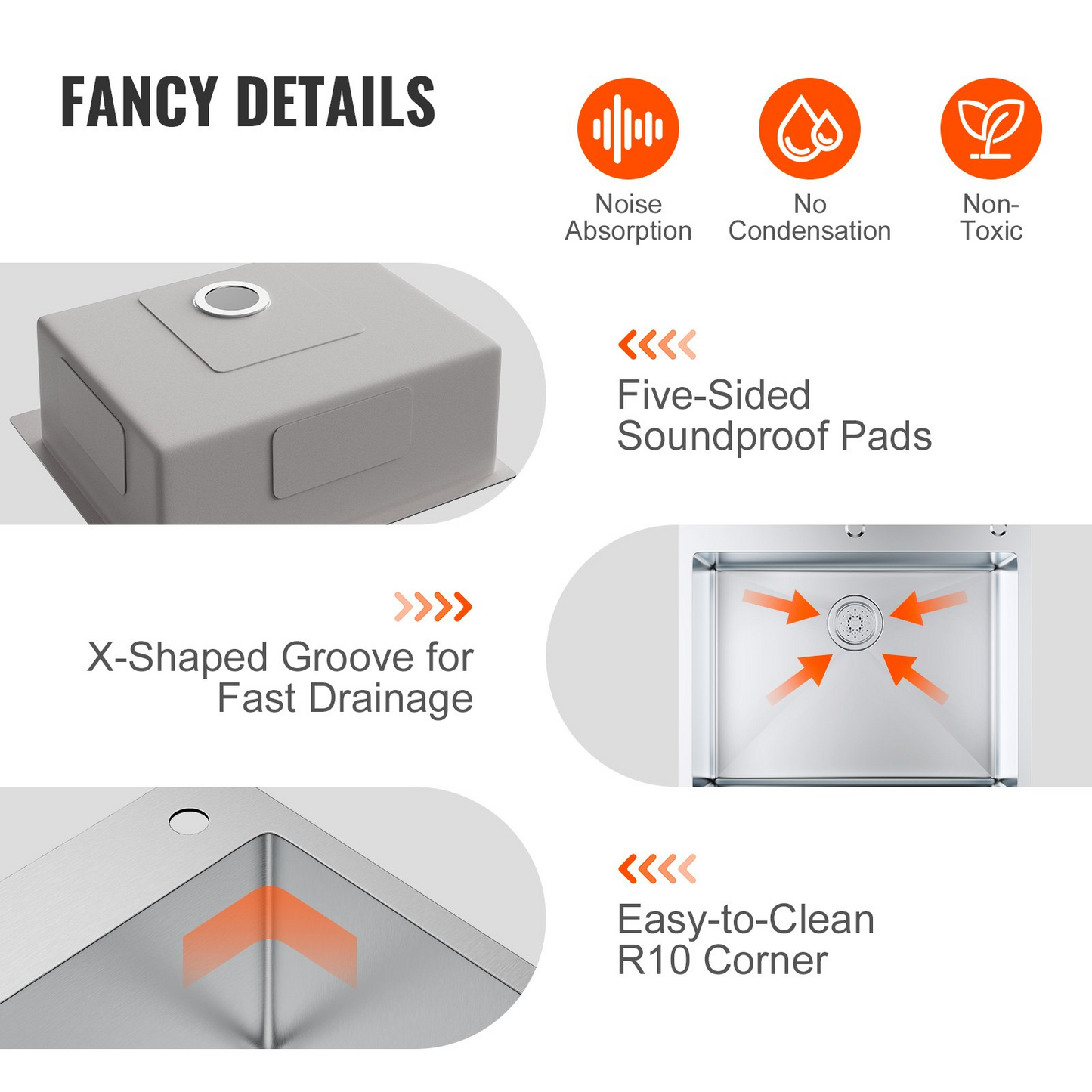 VEVOR Kitchen Sink, 304 Stainless Steel Drop-In Sinks, Top Mount Single Bowl Basin with Accessories(Pack of 2), Household Dishwasher Sinks for Workstation, RV, Prep Kitchen, and Bar Sink, 25 inch