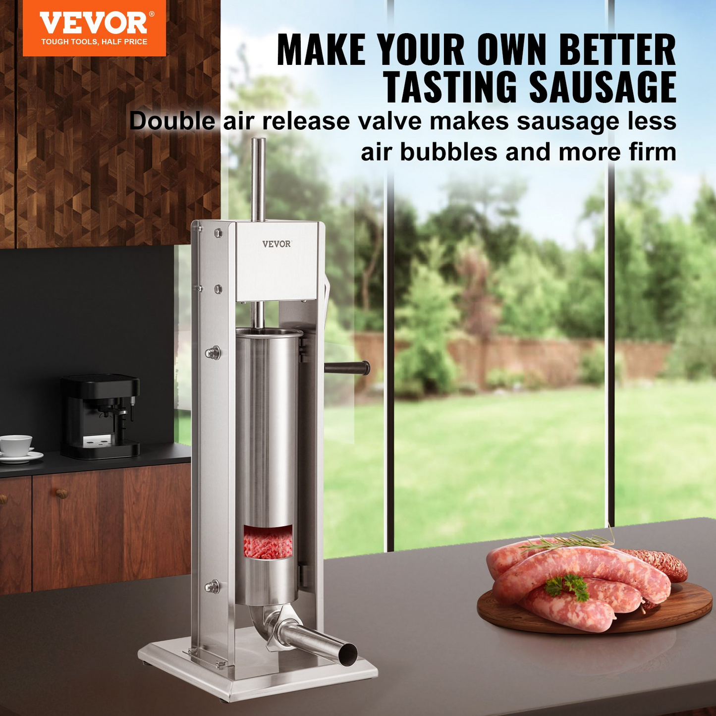 VEVOR Sausage Stuffer 15LBS/7L Capacity Homemade Sausage Maker Stainless Steel