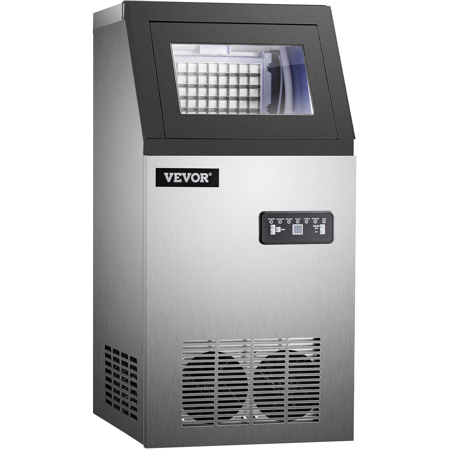 VEVOR 110V Commercial Ice Maker 120LBS/24H with 22LBs Storage Ice Maker Machine Stainless Steel Portable Automatic Ice Machine with Scoop and Connection Hoses Perfect for Restaurants Bars Cafe