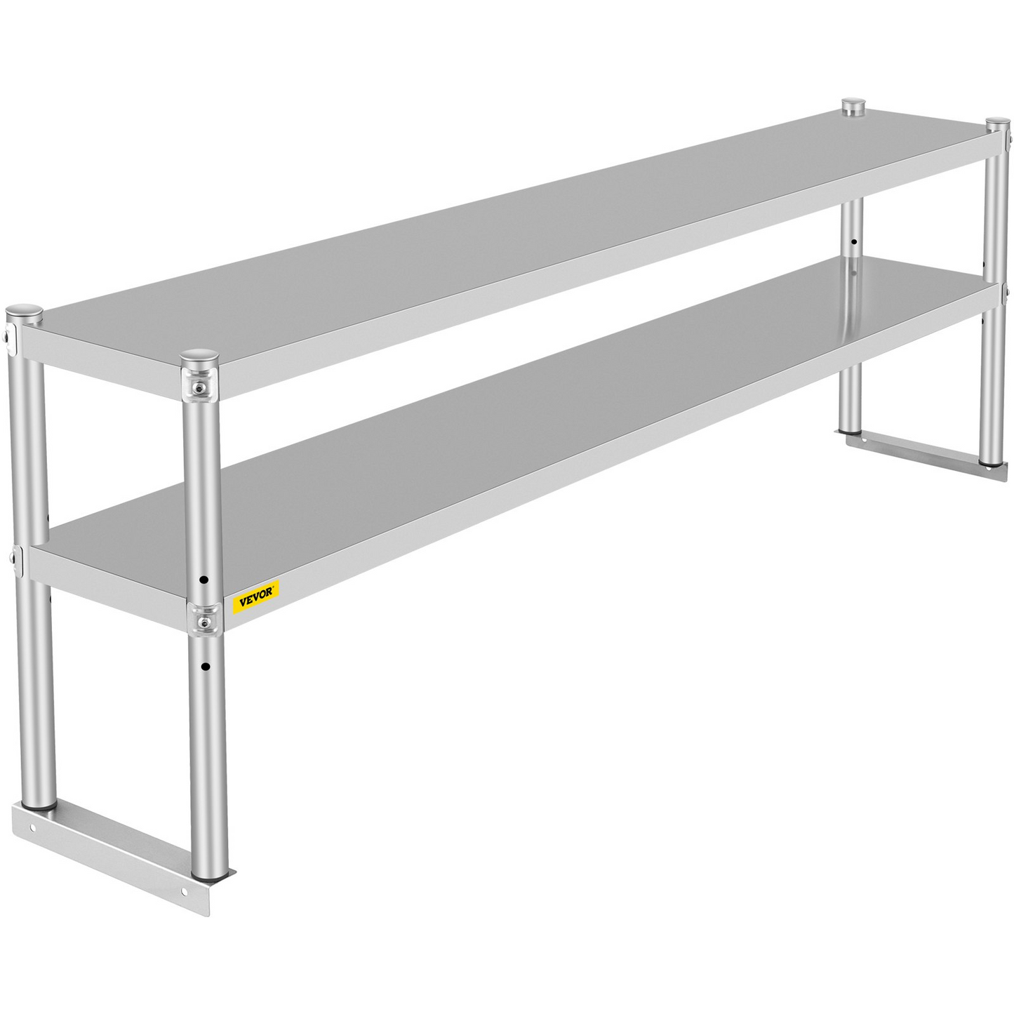 VEVOR Double Overshelf, Double Tier Stainless Steel Overshelf, 72 in Length x 12 in Width Double Deck Overshelf, Height Adjustable Overshelf for Prep & Work Table in Kitchen, Restaurant and Workshop