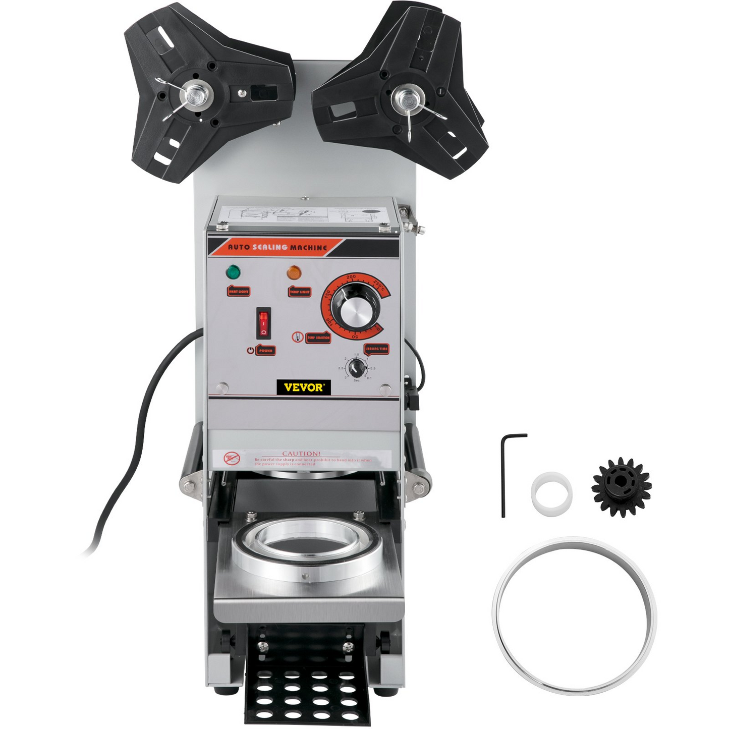 VEVOR Semi-automatic Cup Sealing Machine, 300-500 Cup/h Tea Cup Sealer Machine, Silver Boba Cup Sealer Machine, 90/95mm Cup Diameter Boba Cup Sealing Machine with Control Panel for Bubble Milk Tea