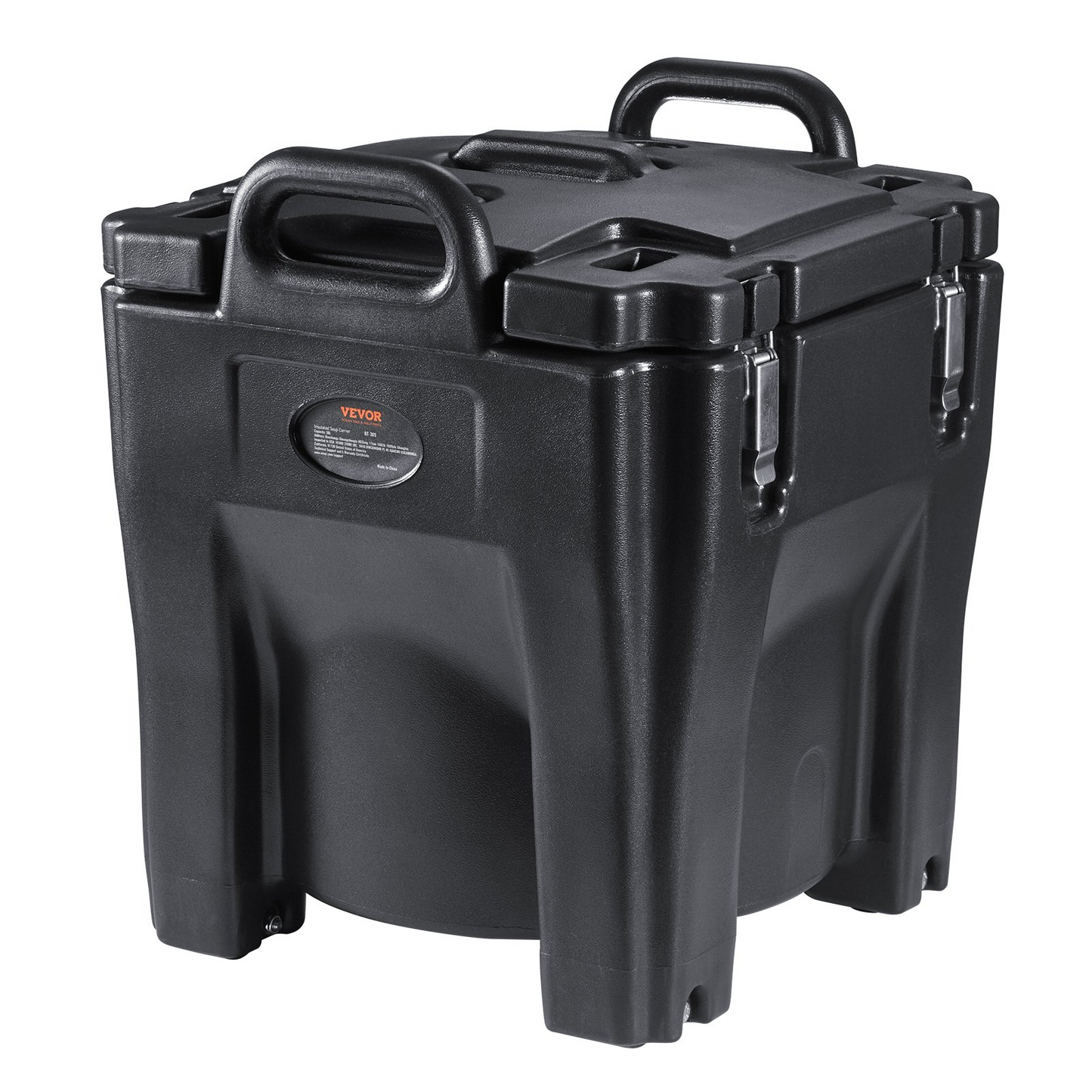 VEVOR Insulated Food Carrier, 32Qt Capacity, Stackable Catering Hot Box w/Stainless Steel Barrel, Top Load LLDPE Food Warmer w/Integral Handles Buckles Stationary Base, for Restaurant Canteen, Black