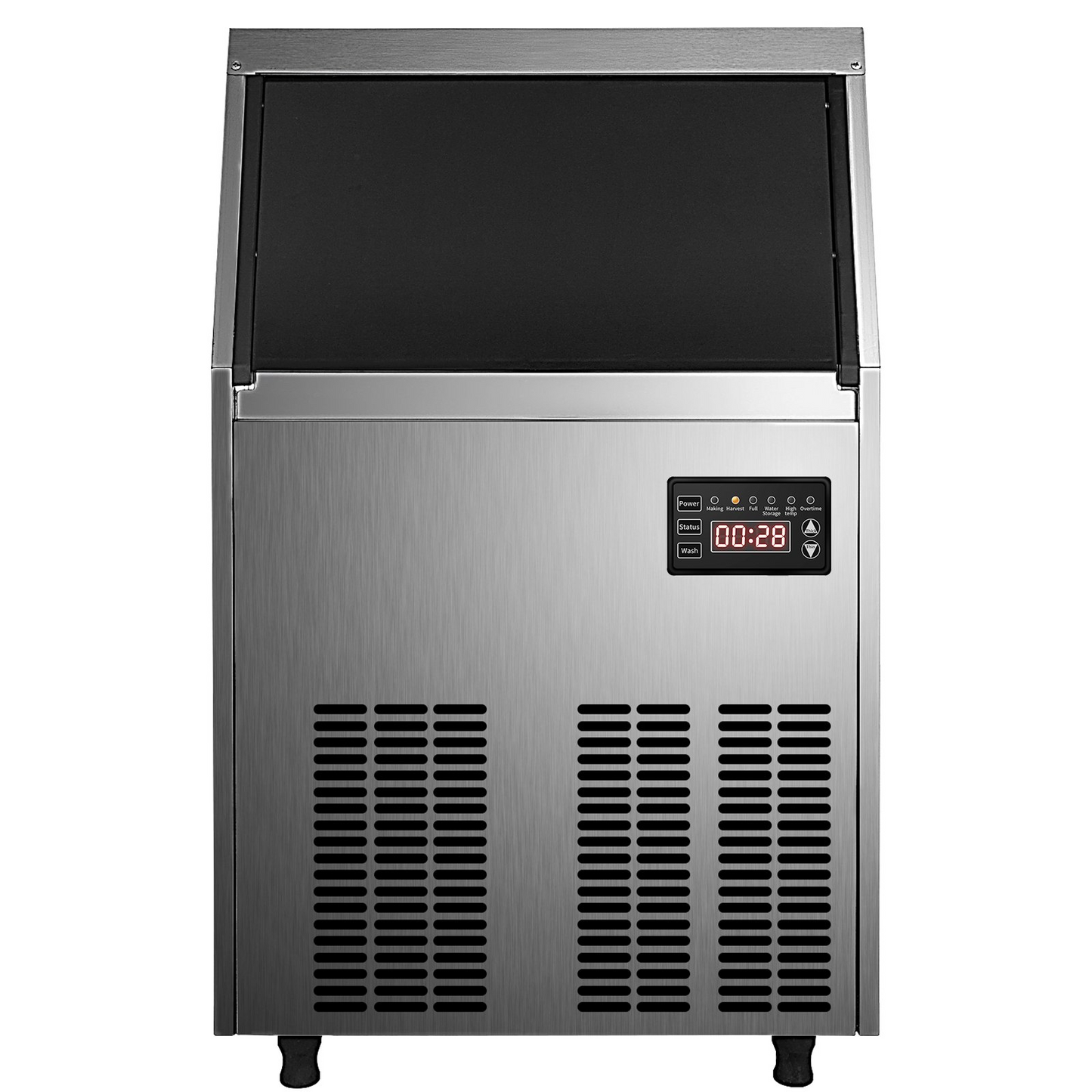 VEVOR 110V Commercial Ice Maker 65LBS/24H with 24LBS Bin, Full Heavy Duty Stainless Steel Construction, Automatic Operation, Clear Cube for Home Bar, Include Water Filter, Scoop, Connection Hose