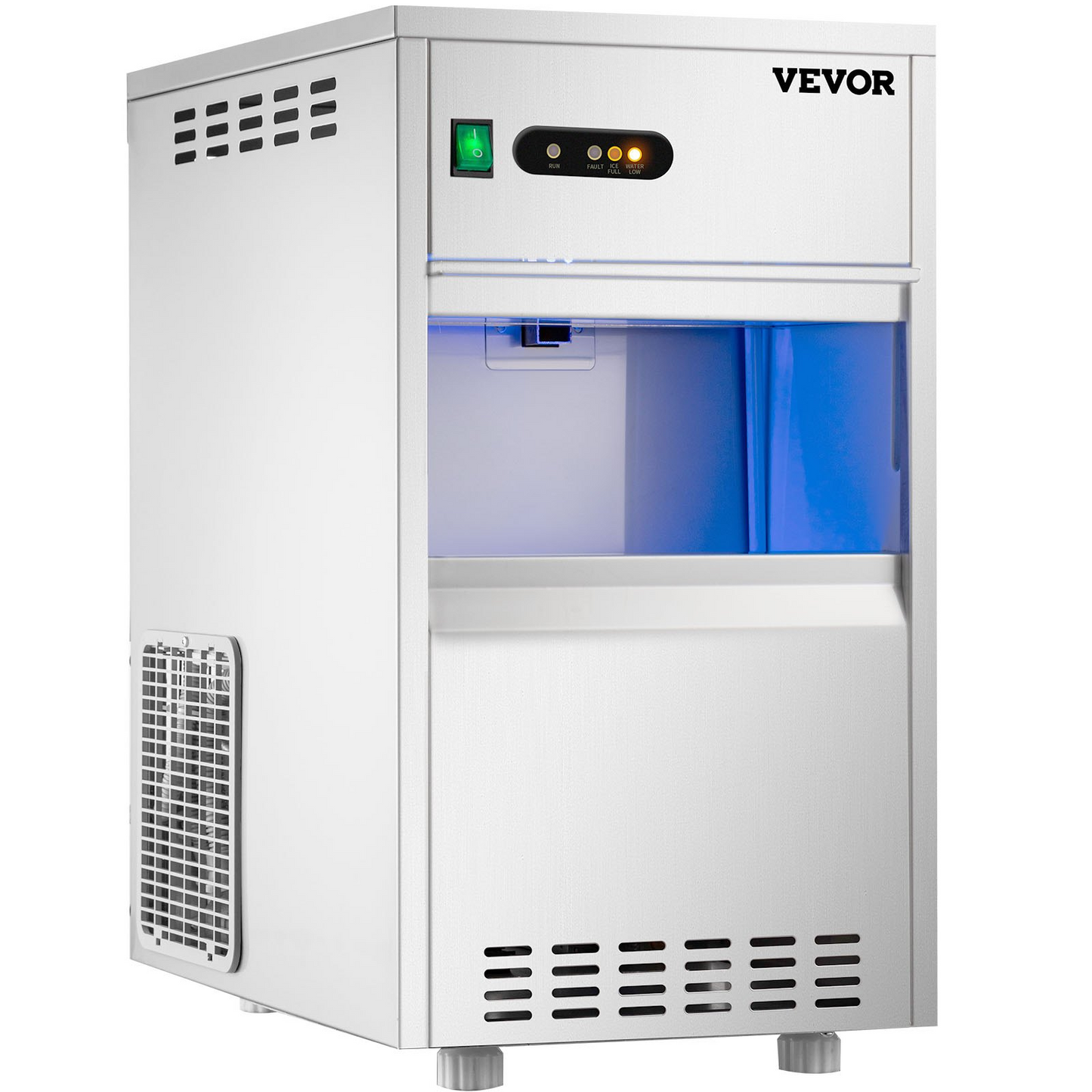 VEVOR 110V Commercial Snowflake Ice Maker 44LBS/24H, ETL Approved Food Grade Stainless Steel Flake Ice Machine Freestanding Flake Ice Maker for Seafood Restaurant, Water Filter and Spoon Included