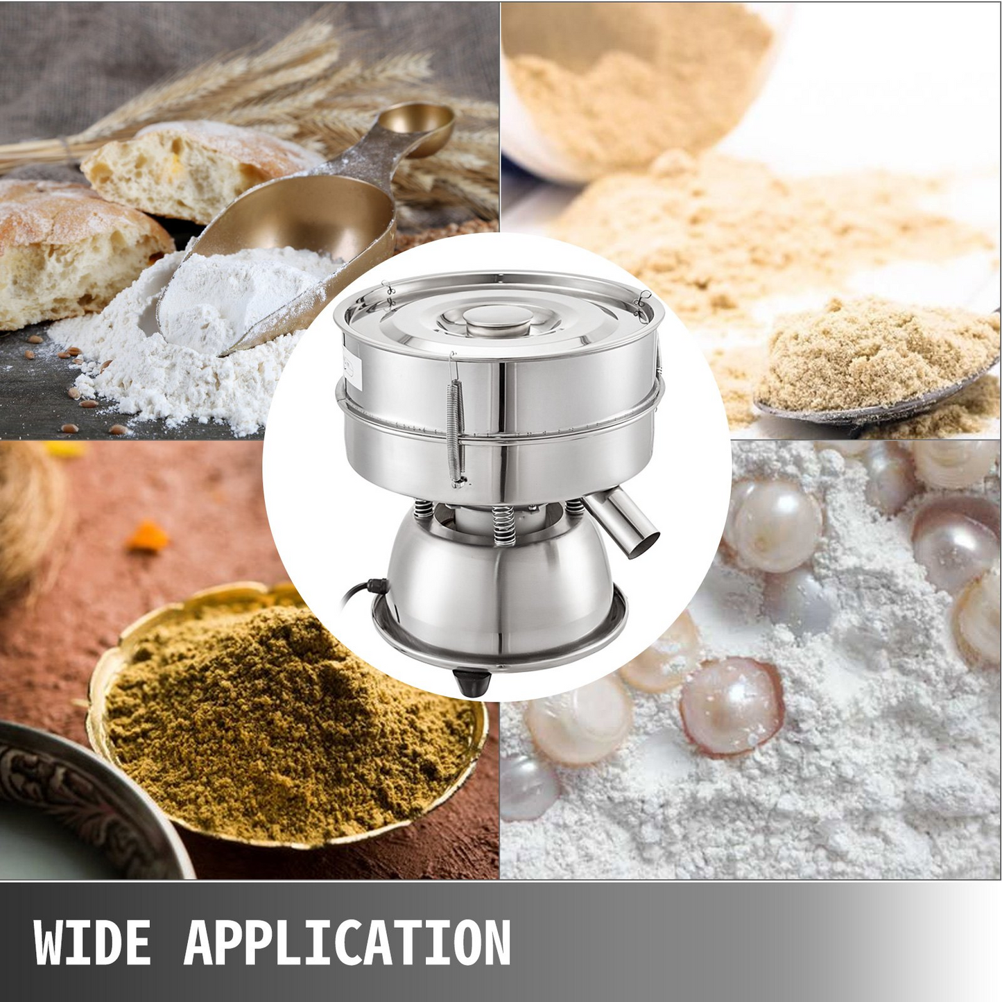 VEVOR Automatic Sieve Shaker Included 40 Mesh + 60 Mesh Flour Sifter Electric Vibrating Sieve Machine 110V 50W Sifter Shaker Machine 1150 r/min for Flours, Herbal Powder