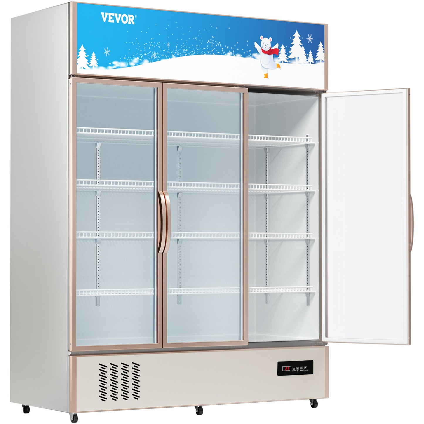 VEVOR Commercial Refrigerator,Display Fridge Upright Beverage Cooler, Glass Door with LED Light for Home, Store, Gym or Office, (35 cu.ft. Triple Swing Door)