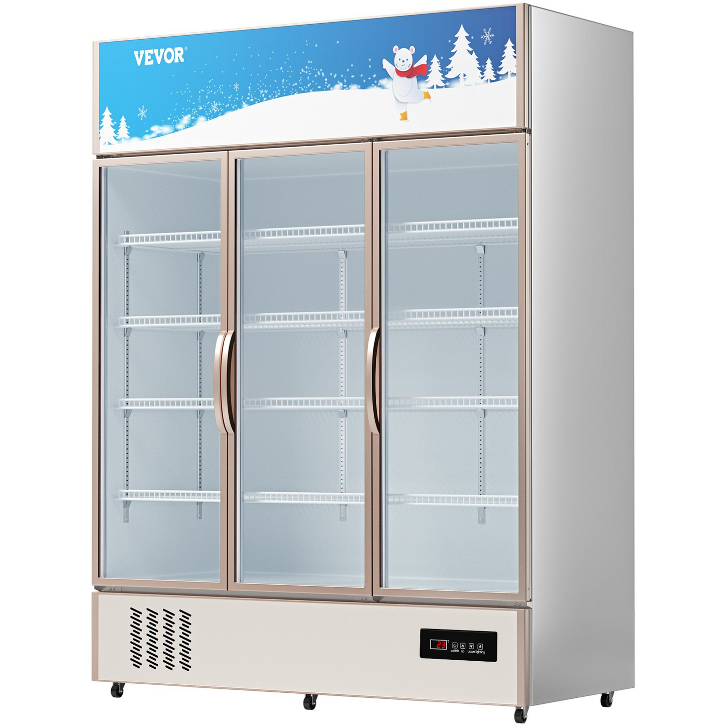 VEVOR Commercial Refrigerator,Display Fridge Upright Beverage Cooler, Glass Door with LED Light for Home, Store, Gym or Office, (35 cu.ft. Triple Swing Door)