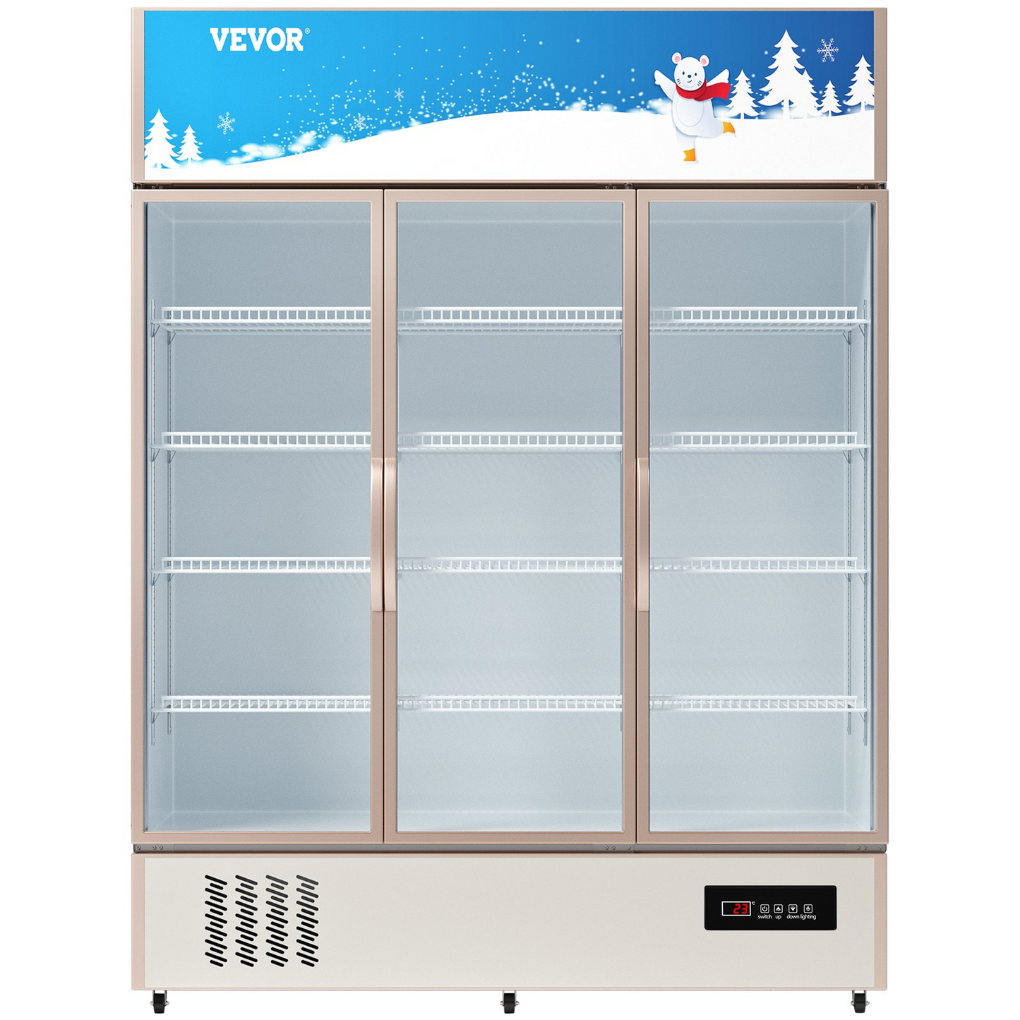 VEVOR Commercial Refrigerator,Display Fridge Upright Beverage Cooler, Glass Door with LED Light for Home, Store, Gym or Office, (35 cu.ft. Triple Swing Door)
