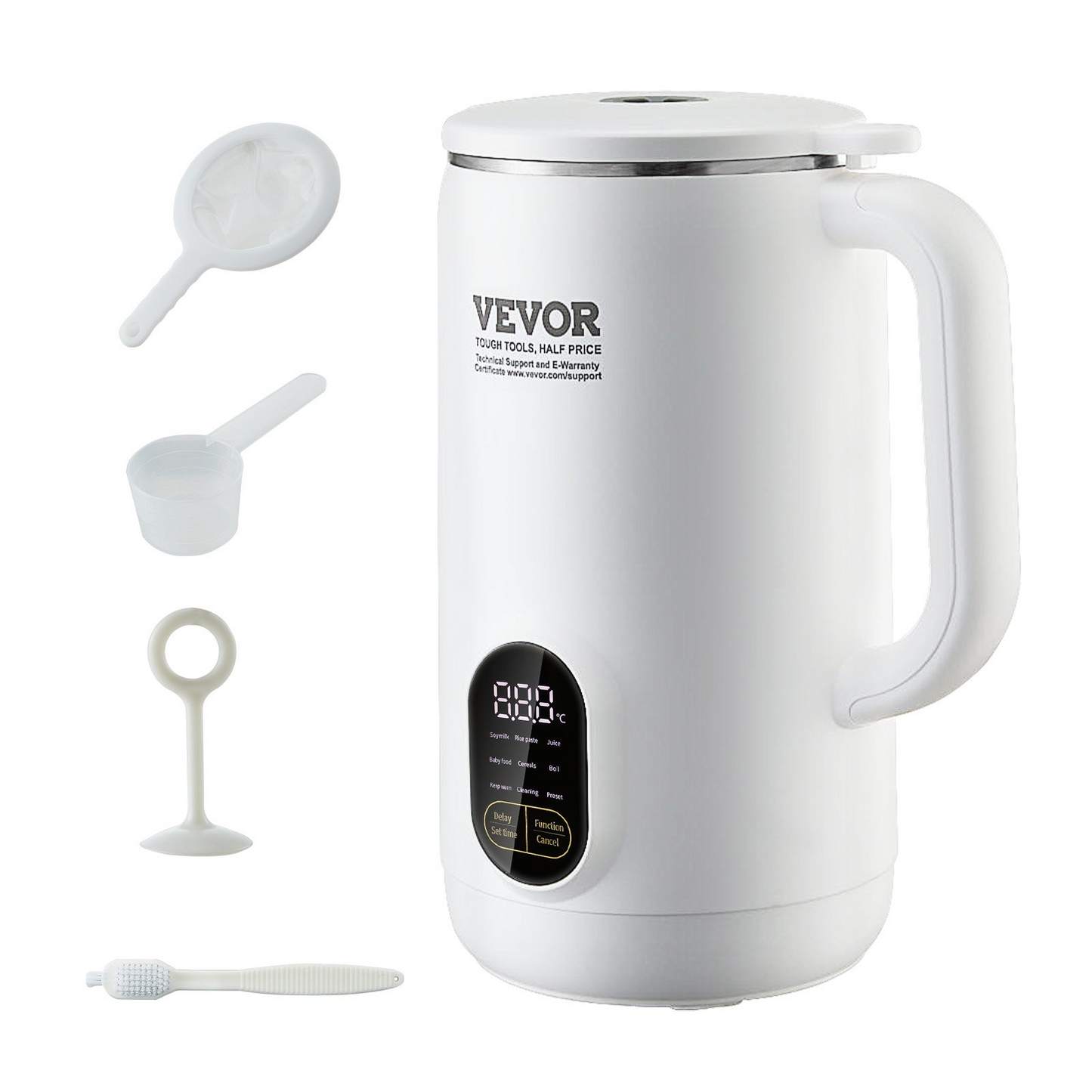 VEVOR Nut Milk Maker, 9-in-1 Soy Milk Maker with 12-Leaf Blades, 800ML Automatic Pant Based Soy/Oat Milk Maker with High Temperature Auto-Cleaning, 1-18 Hours Timer, Keep Warm, LCD Screen