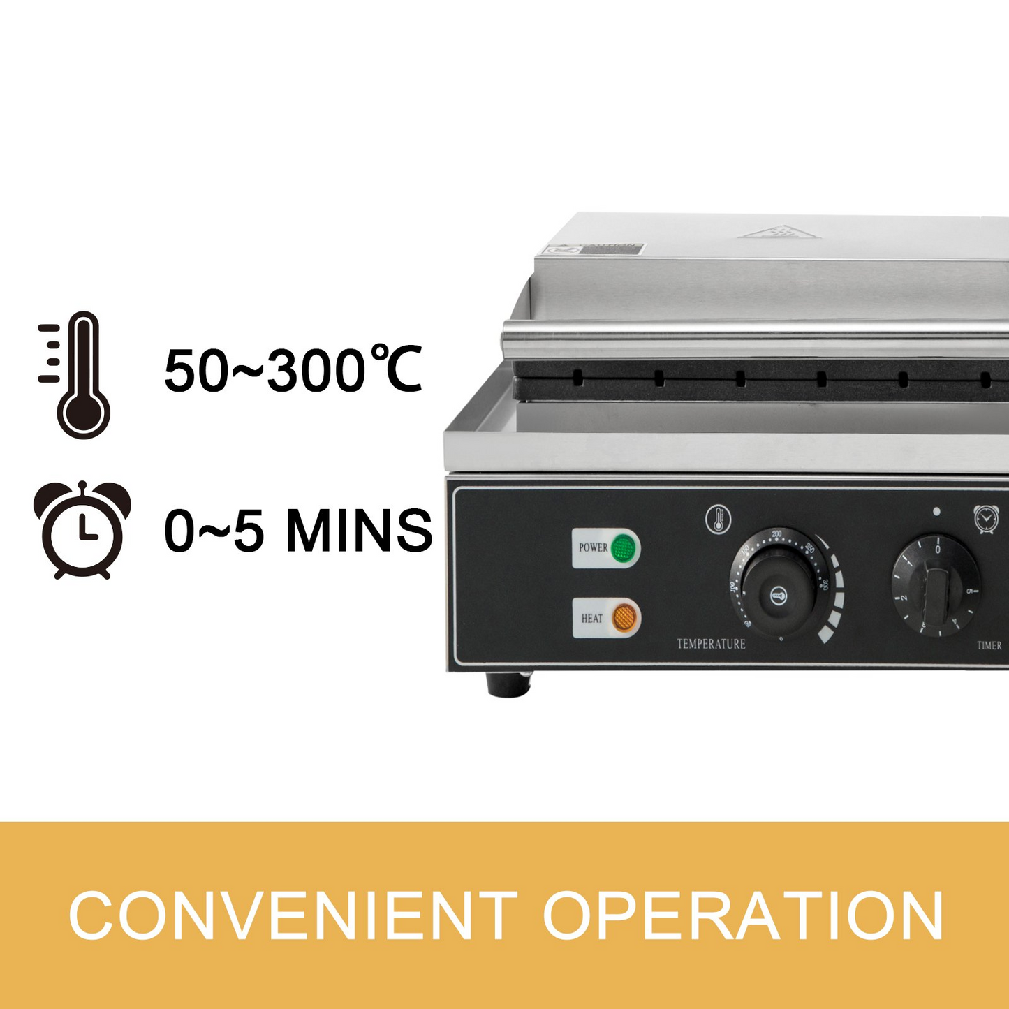 VEVOR Commercial Rectangle Waffle Maker 10pcs Nonstick Electric Waffle Maker Machine Stainless Steel 110V Temperature and Time Control Heart Waffle Maker Suitable for Restaurant Snack Bar