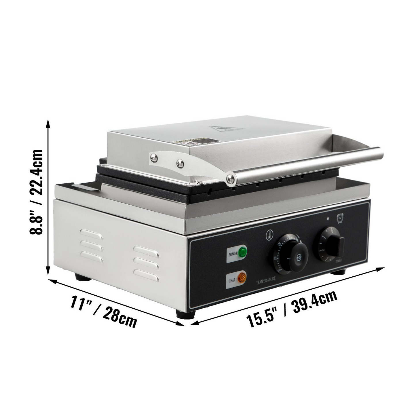 VEVOR Commercial Rectangle Waffle Maker 10pcs Nonstick Electric Waffle Maker Machine Stainless Steel 110V Temperature and Time Control Heart Waffle Maker Suitable for Restaurant Snack Bar
