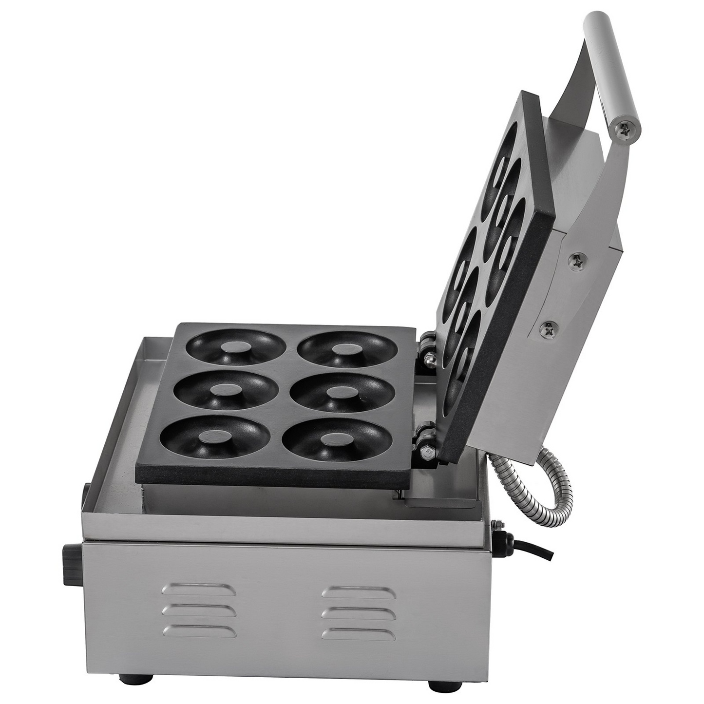 VEVOR 110V Commercial Waffle Donut Machine 6 Holes Double-Sided Heating 50-300℃, Electric Doughnut Maker 1550W, Non-stick Donut MakerTeflon-Coating for Professional Kitchen (Depth:0.55",Dia:2.95")