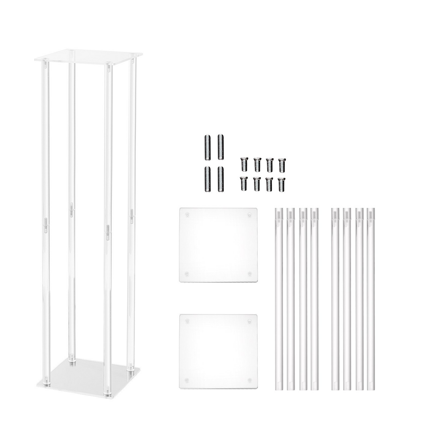 VEVOR 10PCS 23.6inch High Wedding Flower Stand, With Acrylic Laminate,Acrylic Vase Column Geometric Centerpiece Stands, Floral Display Rack for T-Stage Events Reception, Party Decoration Home