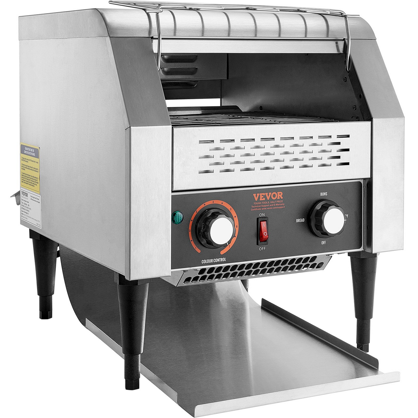 VEVOR Commercial Conveyor Toaster, 300 Slices/Hour Conveyor Belt Toaster, Heavy Duty Stainless Steel Commercial Toaster Oven, Electric Restaurant Commercial Toaster for Toast Bun, Bagel, Bread