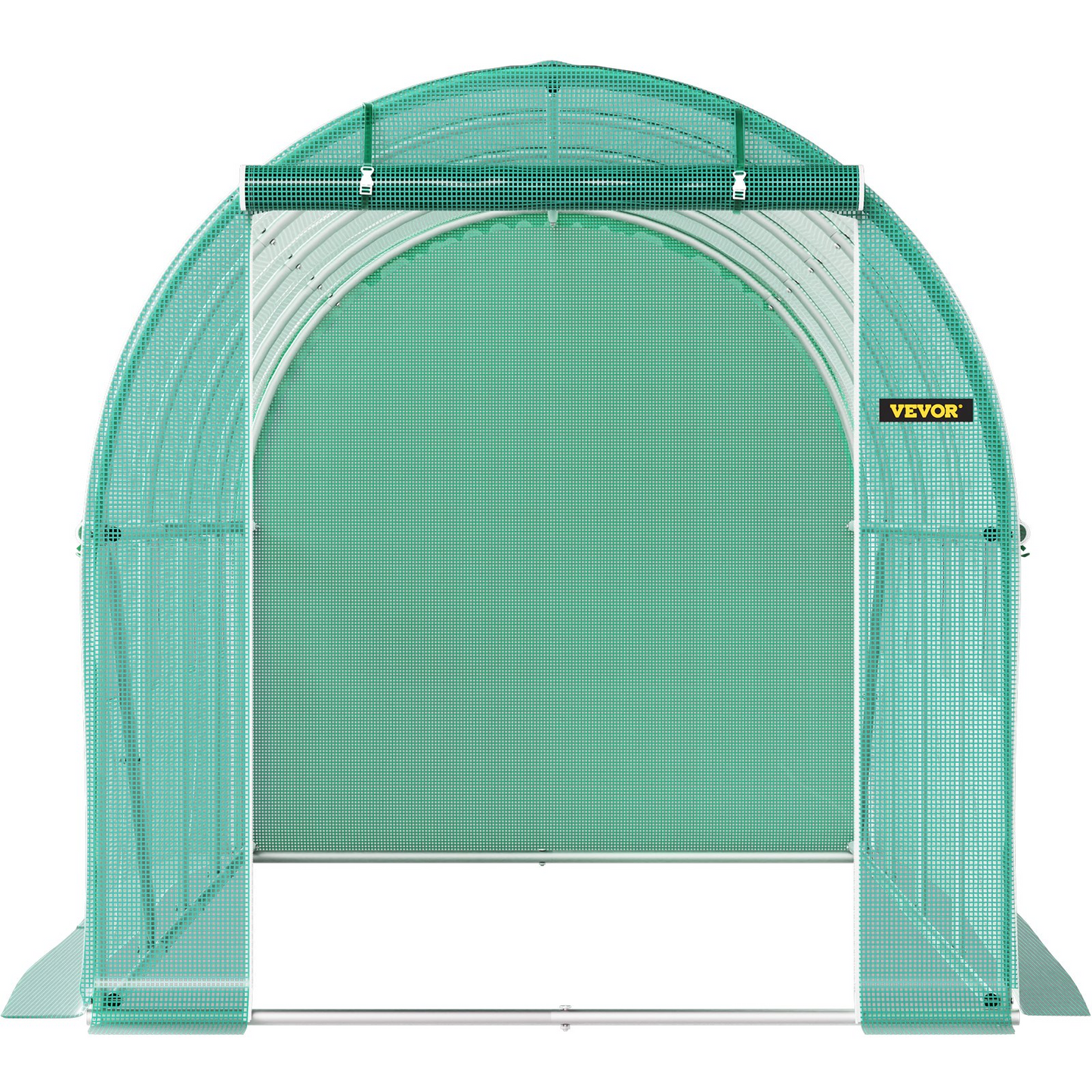 VEVOR Walk-in Tunnel Greenhouse, 14.8 x 6.6 x 6.6 ft Portable Plant Hot House w/ Galvanized Steel Hoops, 1 Top Beam, Diagonal Poles, Zippered Door & 8 Roll-up Windows, Green