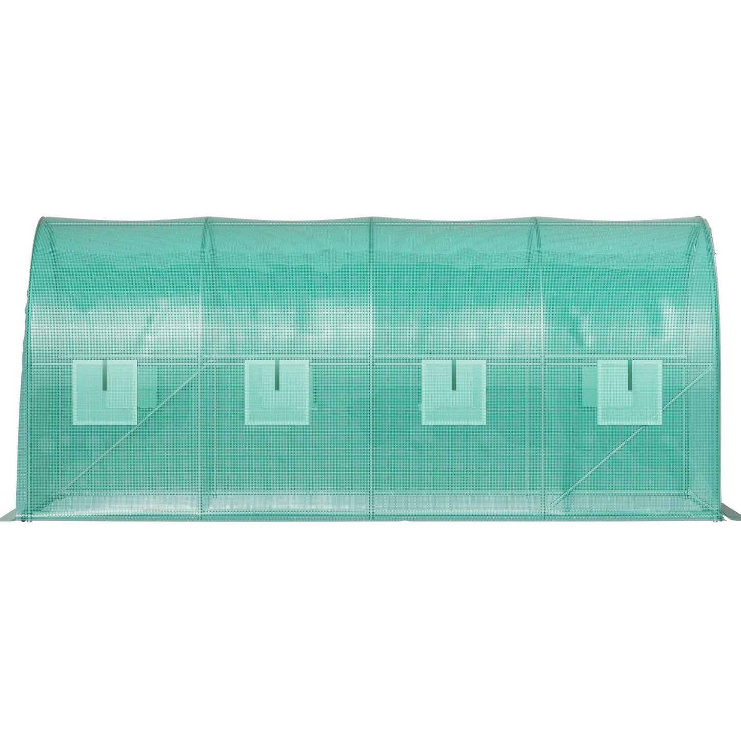 VEVOR Walk-in Tunnel Greenhouse, 14.8 x 6.6 x 6.6 ft Portable Plant Hot House w/ Galvanized Steel Hoops, 1 Top Beam, Diagonal Poles, Zippered Door & 8 Roll-up Windows, Green
