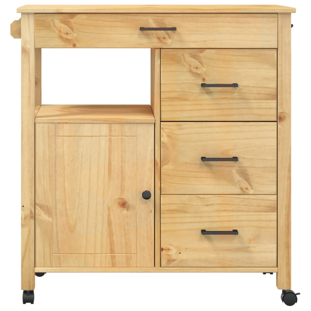 vidaXL Kitchen Trolley MONZA 33.1"x15.7"x35.4" Solid Wood Pine