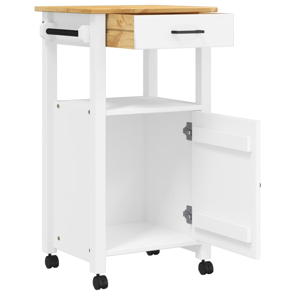 vidaXL Kitchen Trolley MONZA 18.9"x15.7"x35.4" Solid Wood Pine