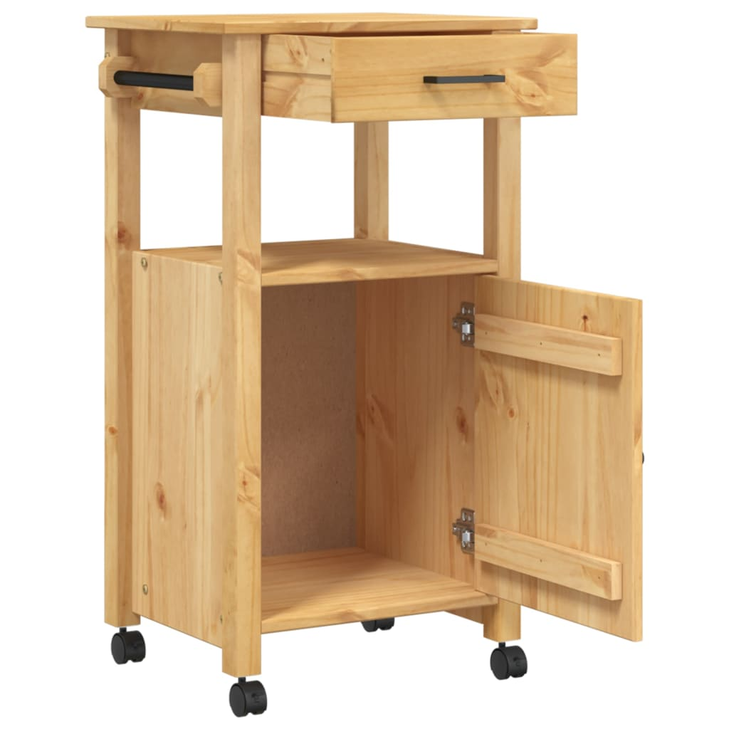 vidaXL Kitchen Trolley MONZA 18.9"x15.7"x35.4" Solid Wood Pine