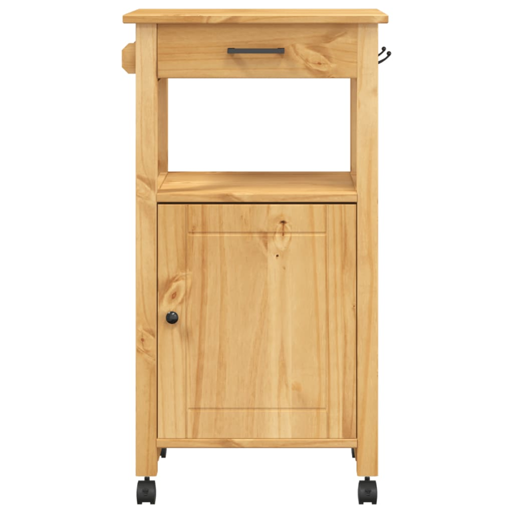 vidaXL Kitchen Trolley MONZA 18.9"x15.7"x35.4" Solid Wood Pine