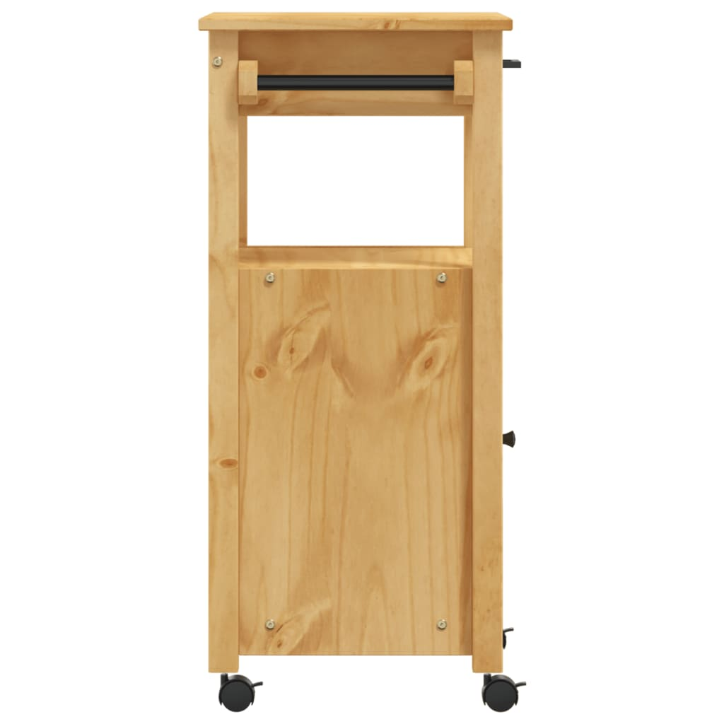 vidaXL Kitchen Trolley MONZA 18.9"x15.7"x35.4" Solid Wood Pine