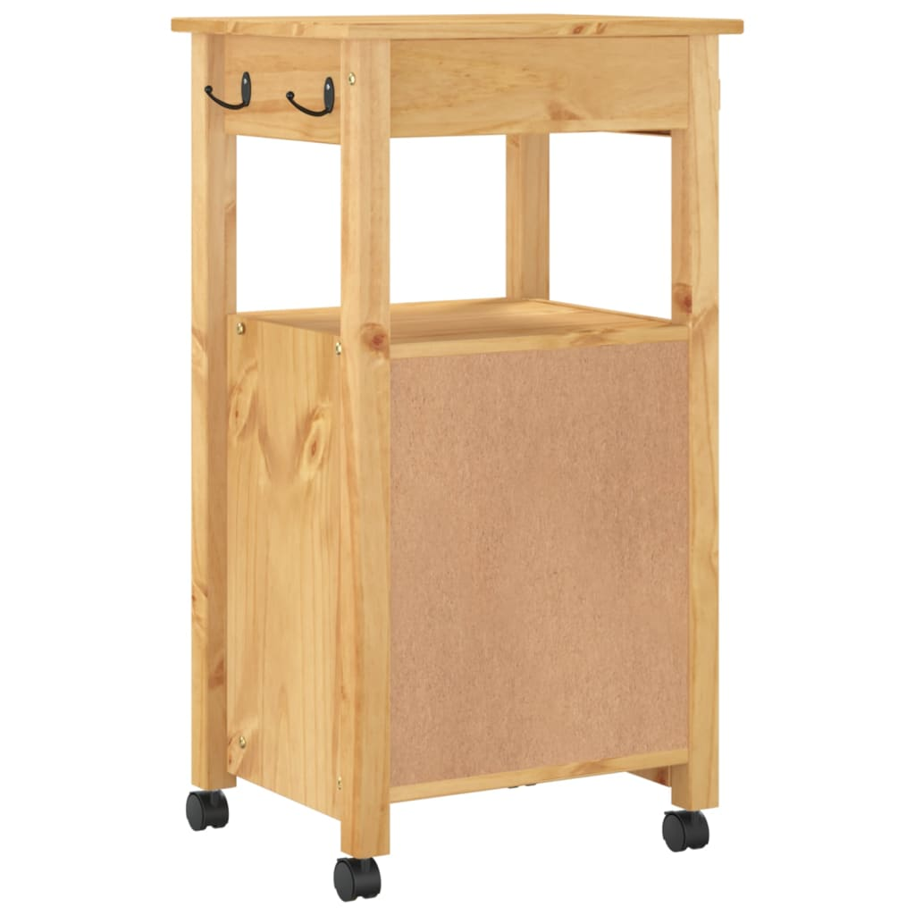 vidaXL Kitchen Trolley MONZA 18.9"x15.7"x35.4" Solid Wood Pine