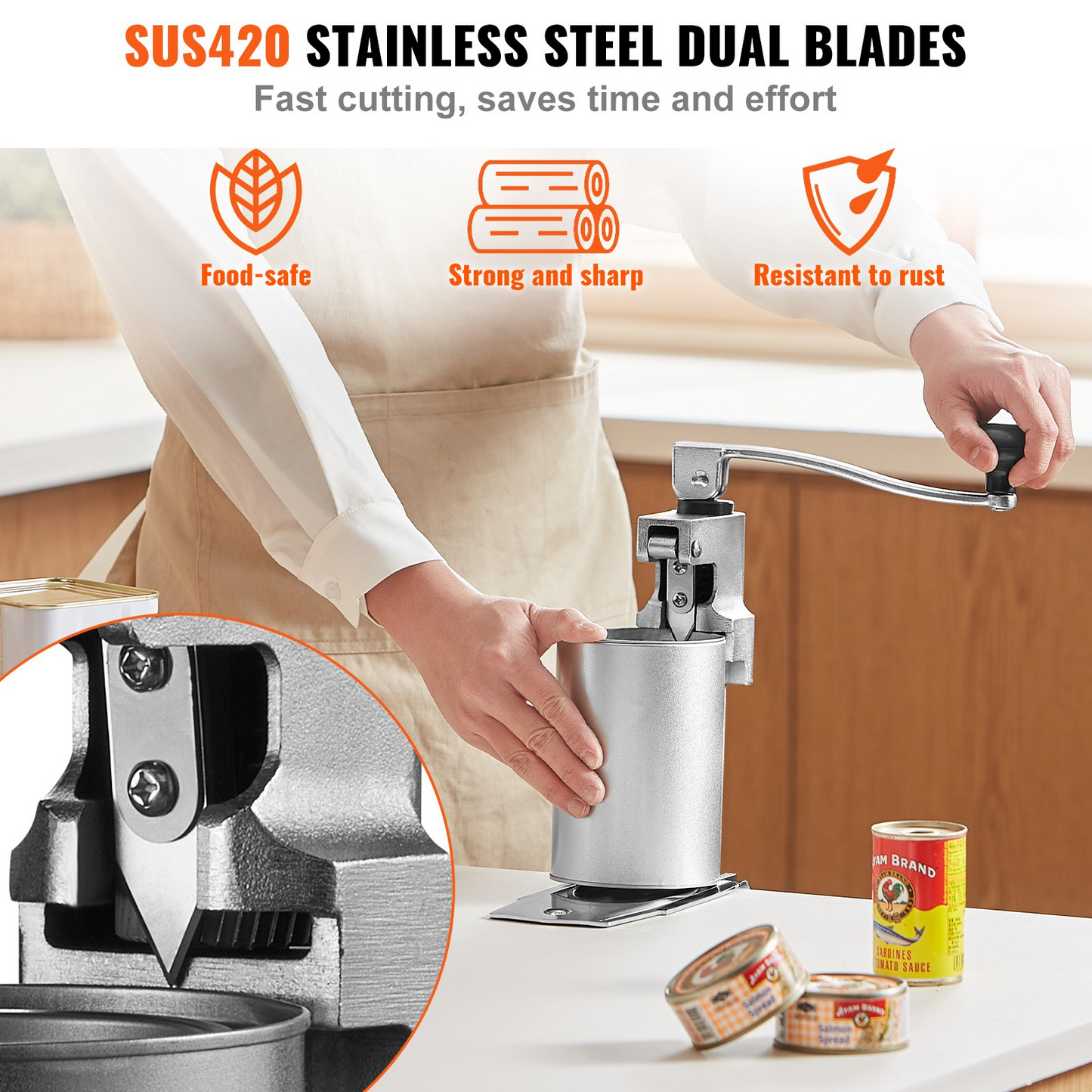 VEVOR Manual Can Opener, Commercial Table Opener for Large Cans, Heavy Duty Can Opener with Base, Adjustable Height Industrial Jar Opener For Cans Up to 11.8" Tall, for Restaurant Hotel Home Bar