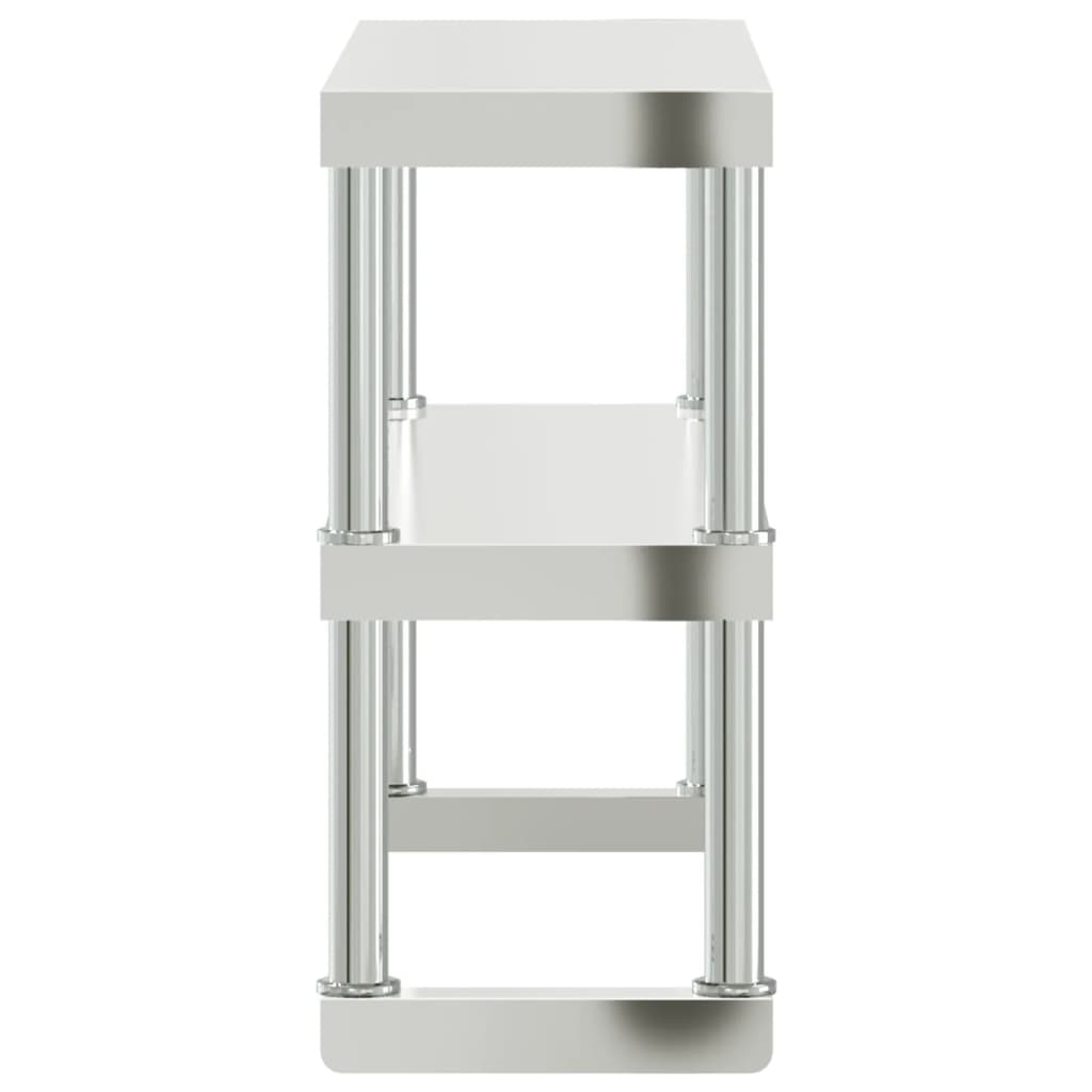 vidaXL Work Table Overshelf 2-Tier 43.3"x11.8"x25.6" Stainless Steel