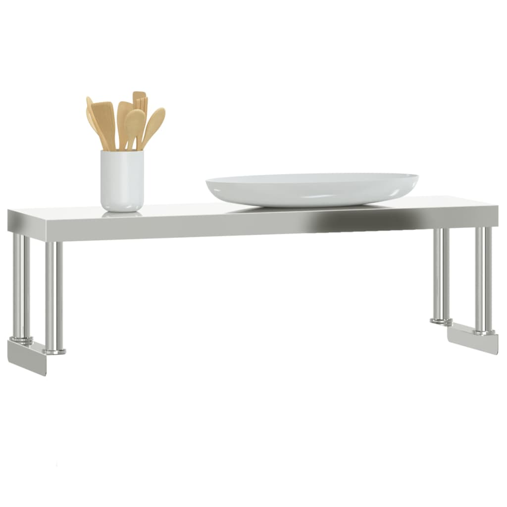 vidaXL Work Table Overshelf 43.3"x11.8"x13.8" Stainless Steel