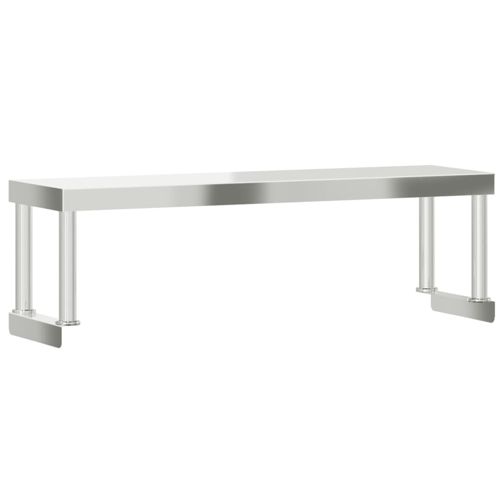 vidaXL Work Table Overshelf 43.3"x11.8"x13.8" Stainless Steel