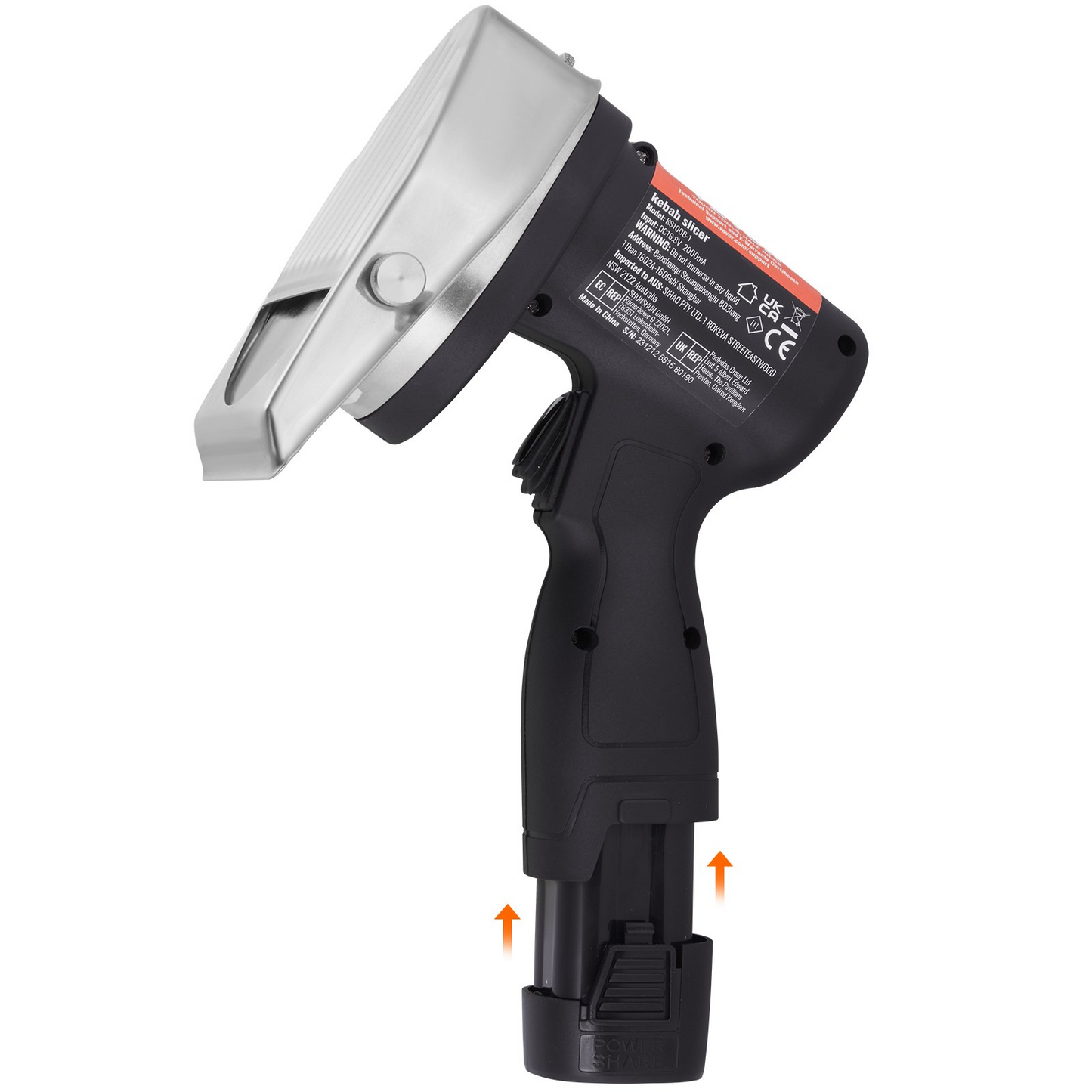 VEVOR Electric Shawarma Knife, 80W Cordless Battery Professional Turkish Knife, Commercial Stainless Steel Gyro Cutter, Doner Kebab Meat Slicer with 2 Blades, Φ4"/100mm, 0-8mm Adjustable Thickness